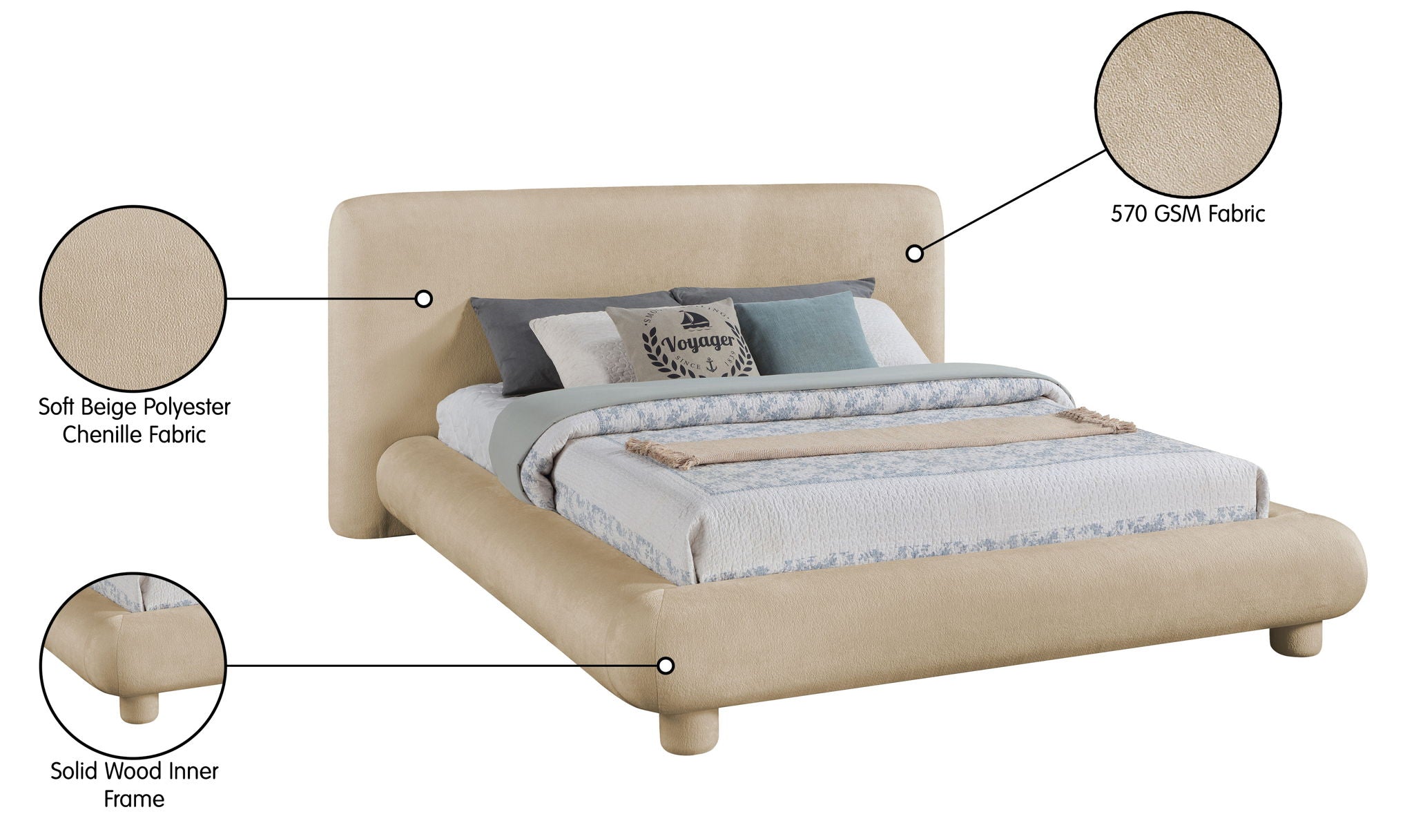 Blair - Chenille Upholstered Bed