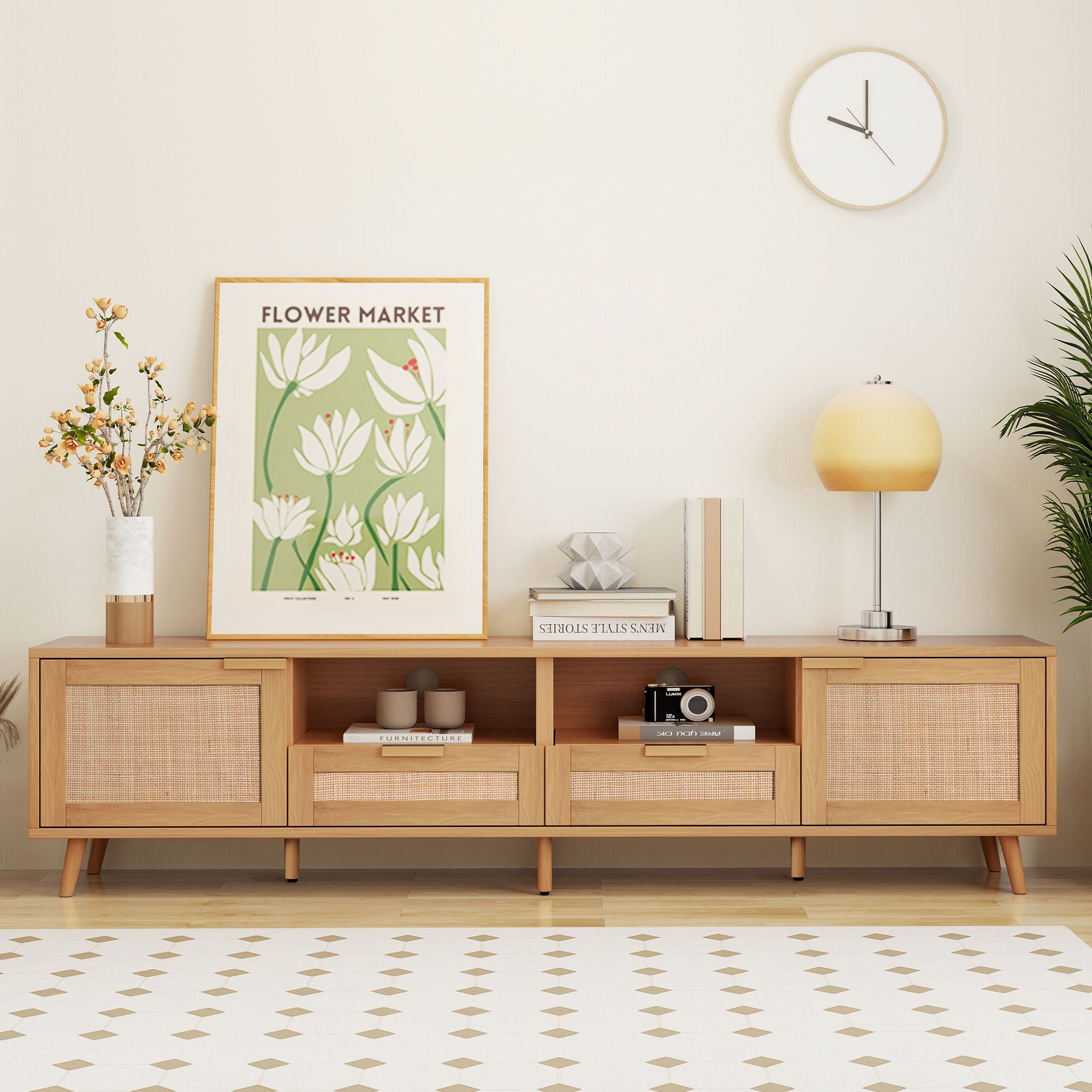 TV Stand, Media Console With Cable Management