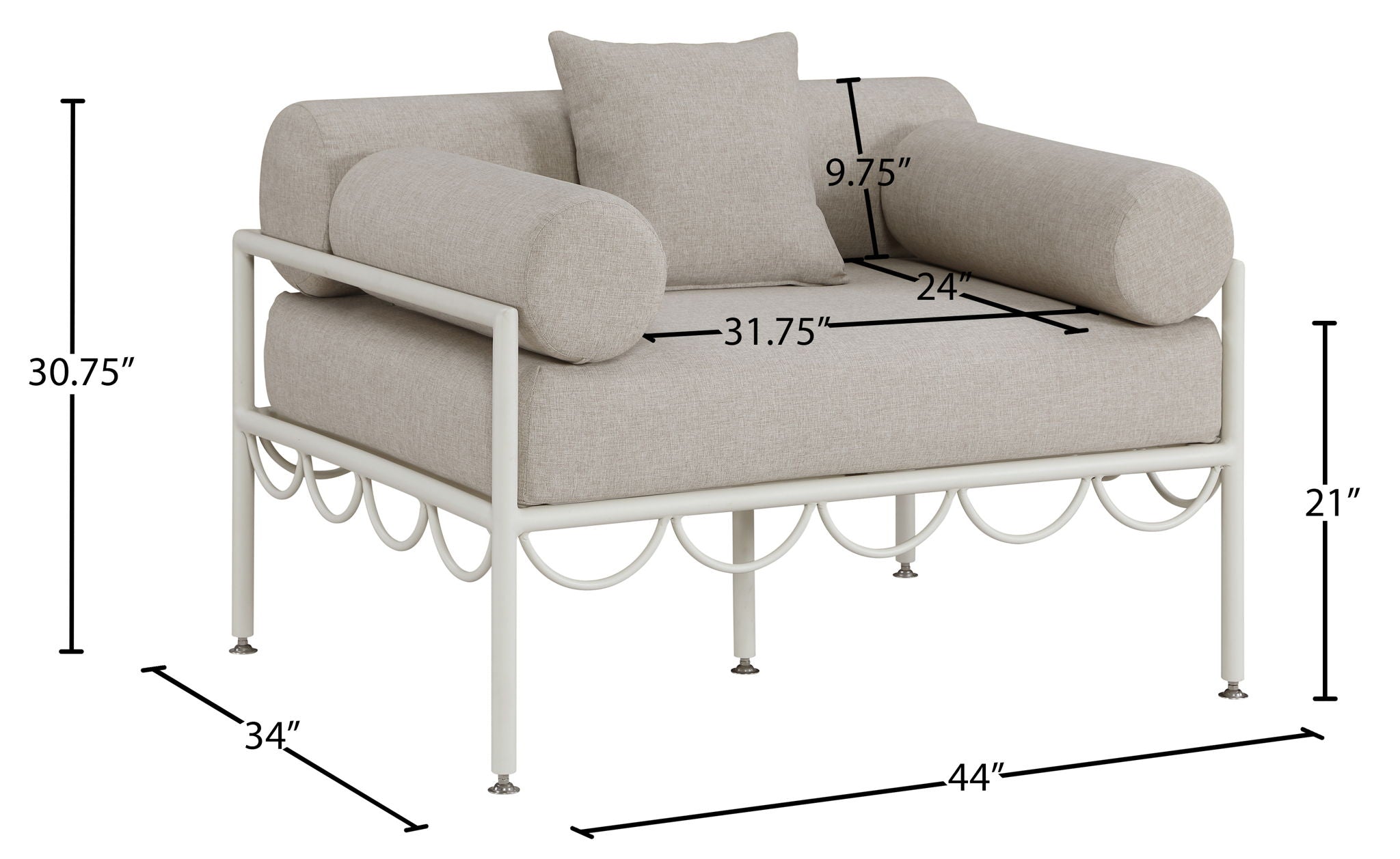 Portofino - Resilient Water Repellent Fabric Upholstered Outdoor Patio Chair