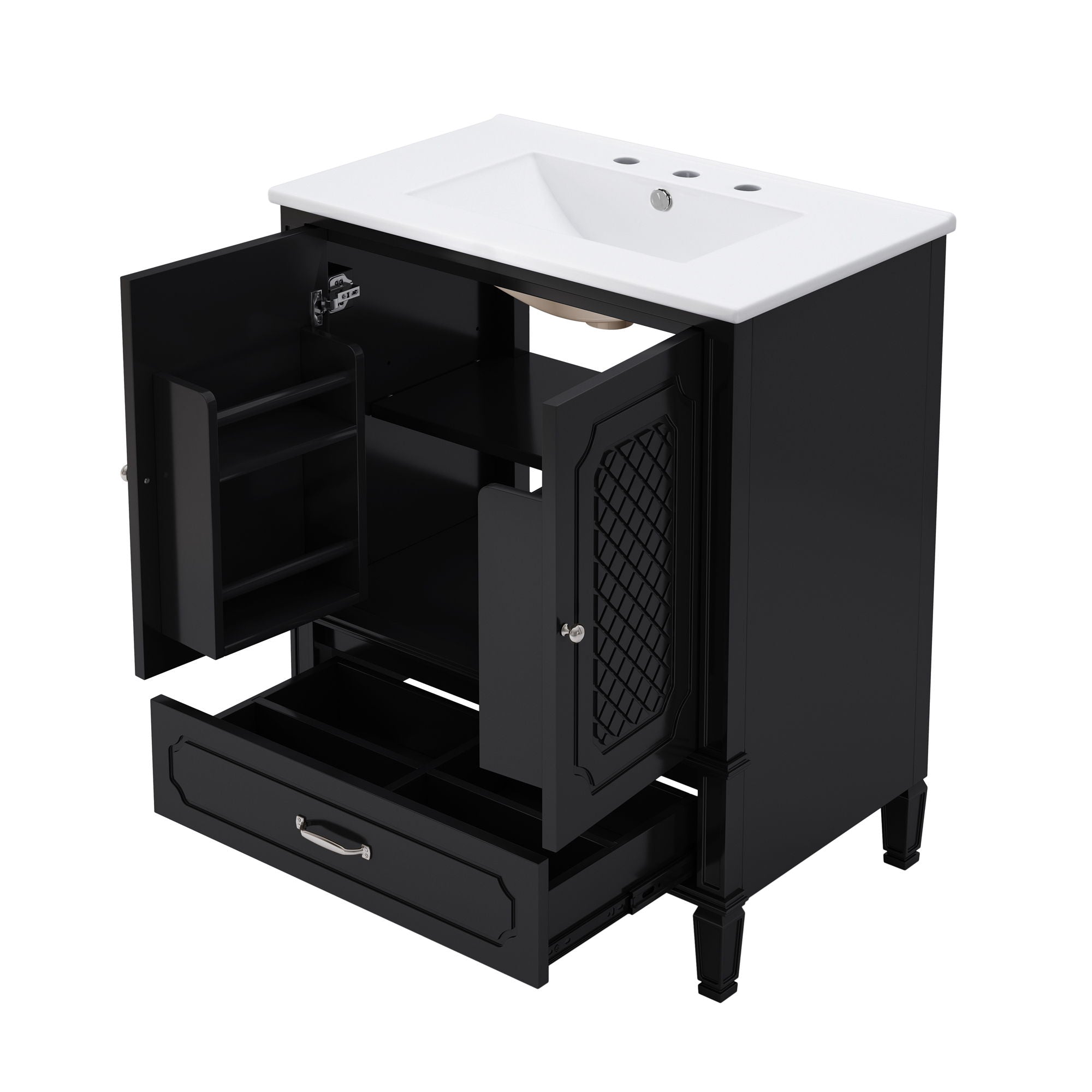Vintage Style Bathroom Vanity With Sink, Multi Functional Storage, Soft-Closing Door