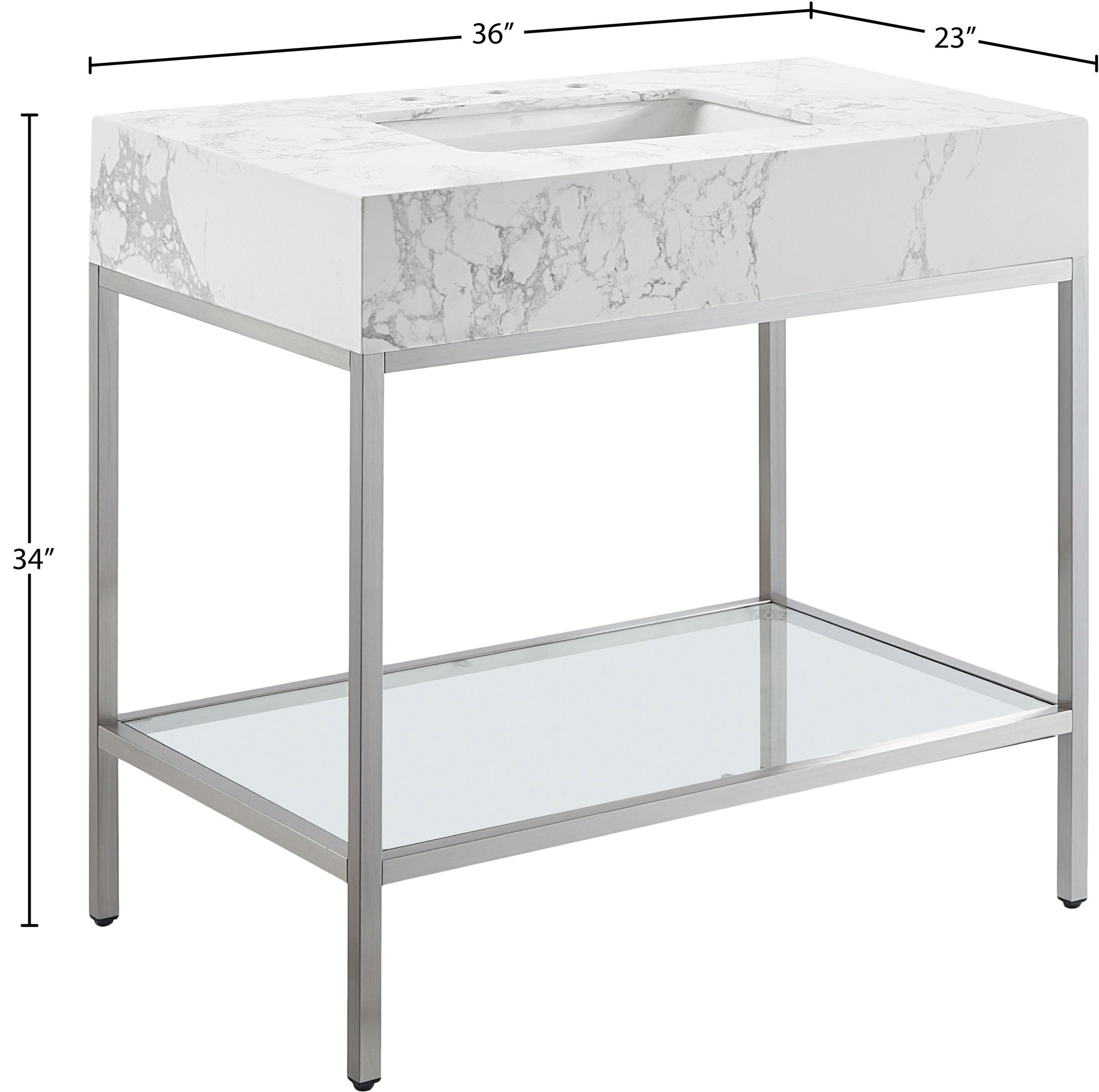 Marmo - Engineered Marble Bathroom Vanity With Chrome Base