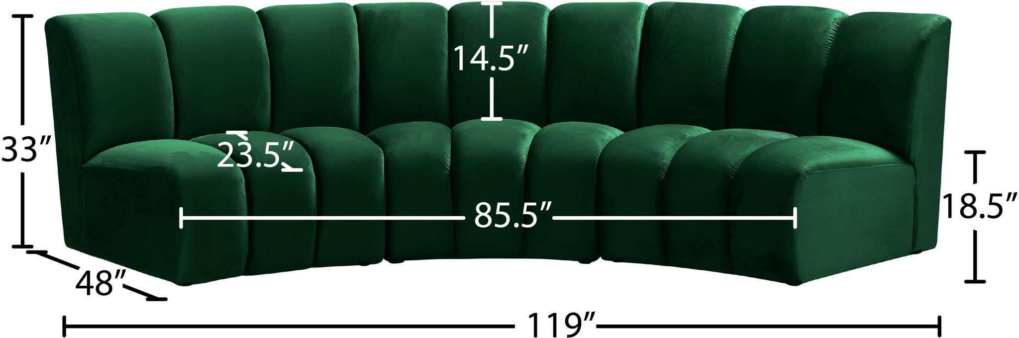 Infinity - 3 Piece Velvet Modular Sectional