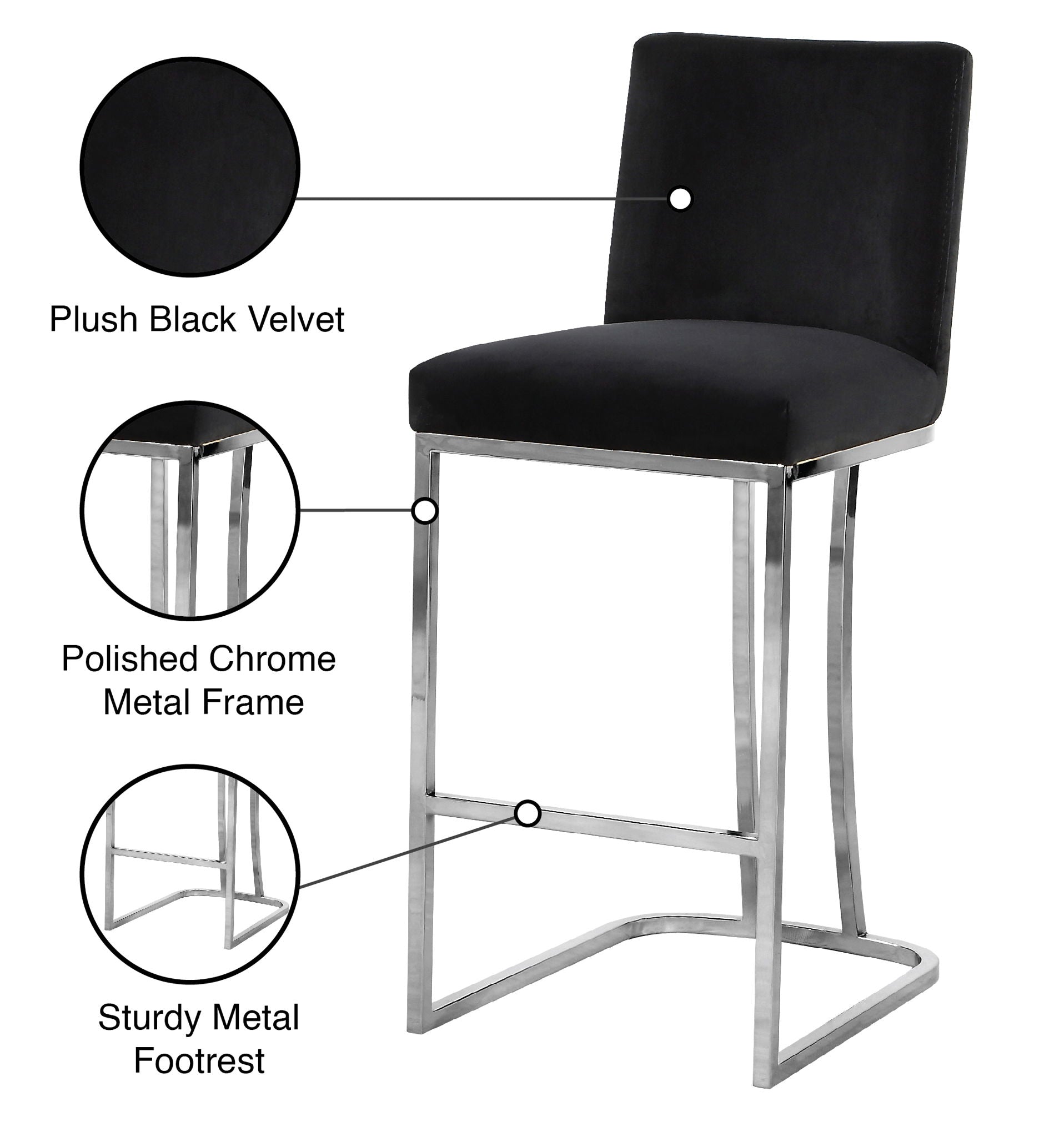 Heidi - Stool with Chrome Legs