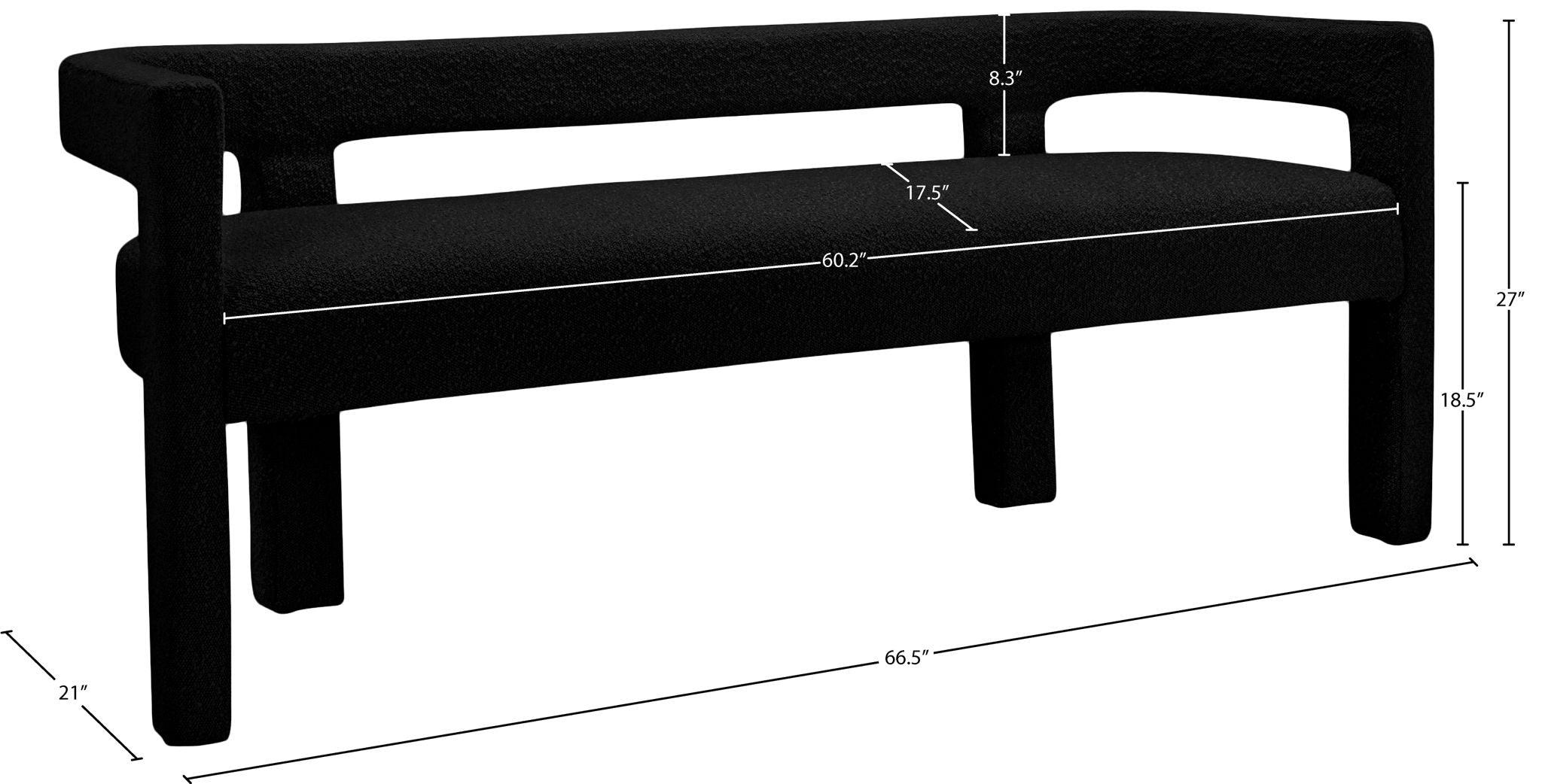 Athena - Boucle Fabric Bench