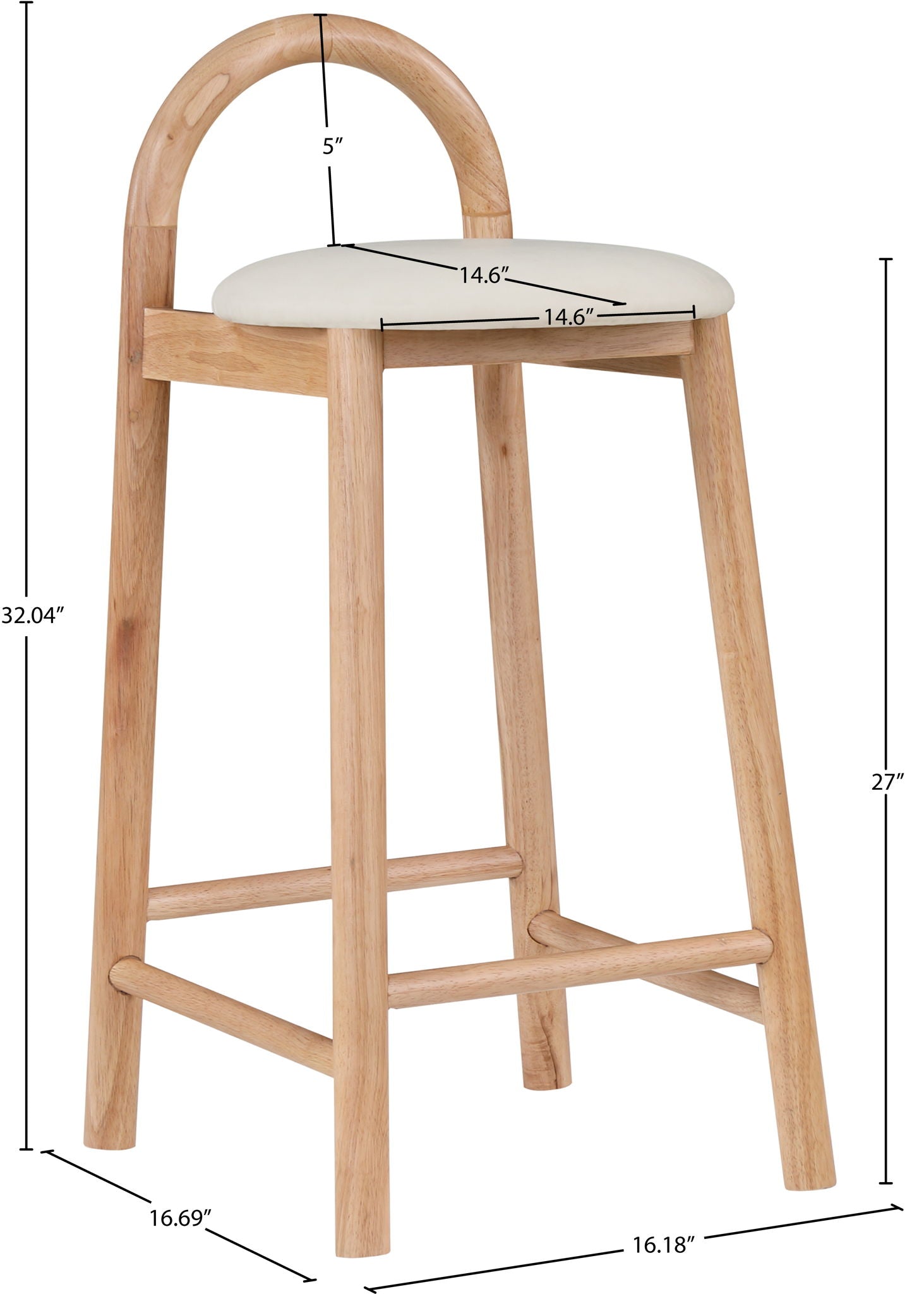 Calvin - Faux Leather Stool - Light Brown Legs