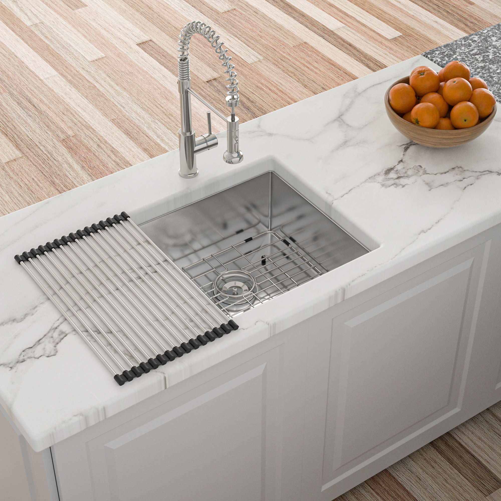 Modern Undermount Stainless Steel Kitchen Sink 16 Gauge, Deep Single Bowl