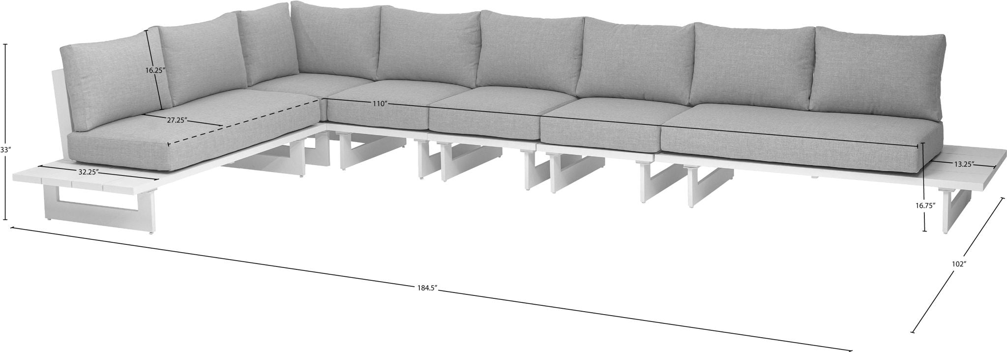 Maldives - 6 Piece Water Resistant Outdoor Patio Modular Sectional With White Base
