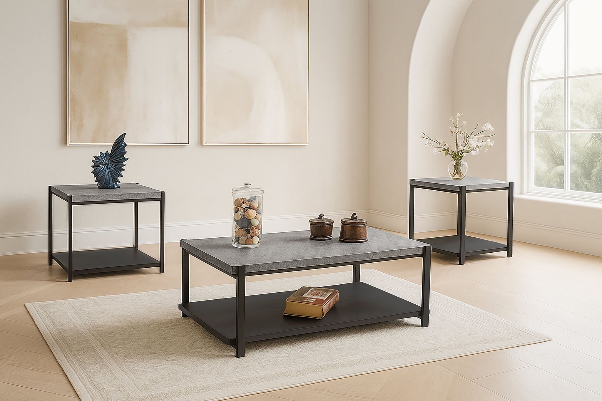 Linea - 3 Piece Occasional Set (1 Coffee & 2 End Tables) - Light Gray
