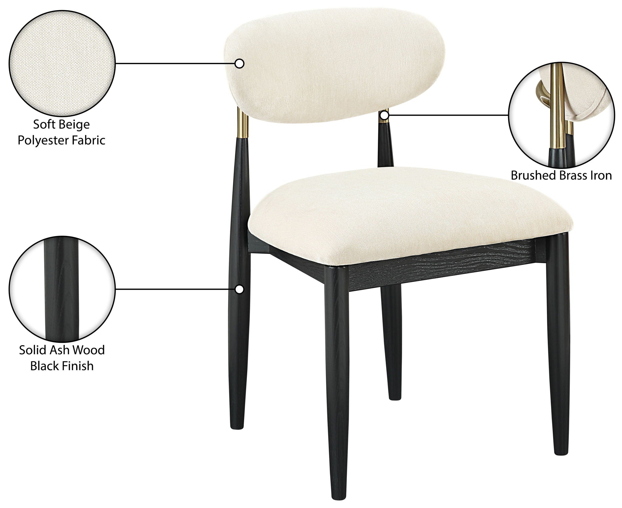 Riccio - Fabric Dining Side Chair (Set of 2) - Black And Gold Frame