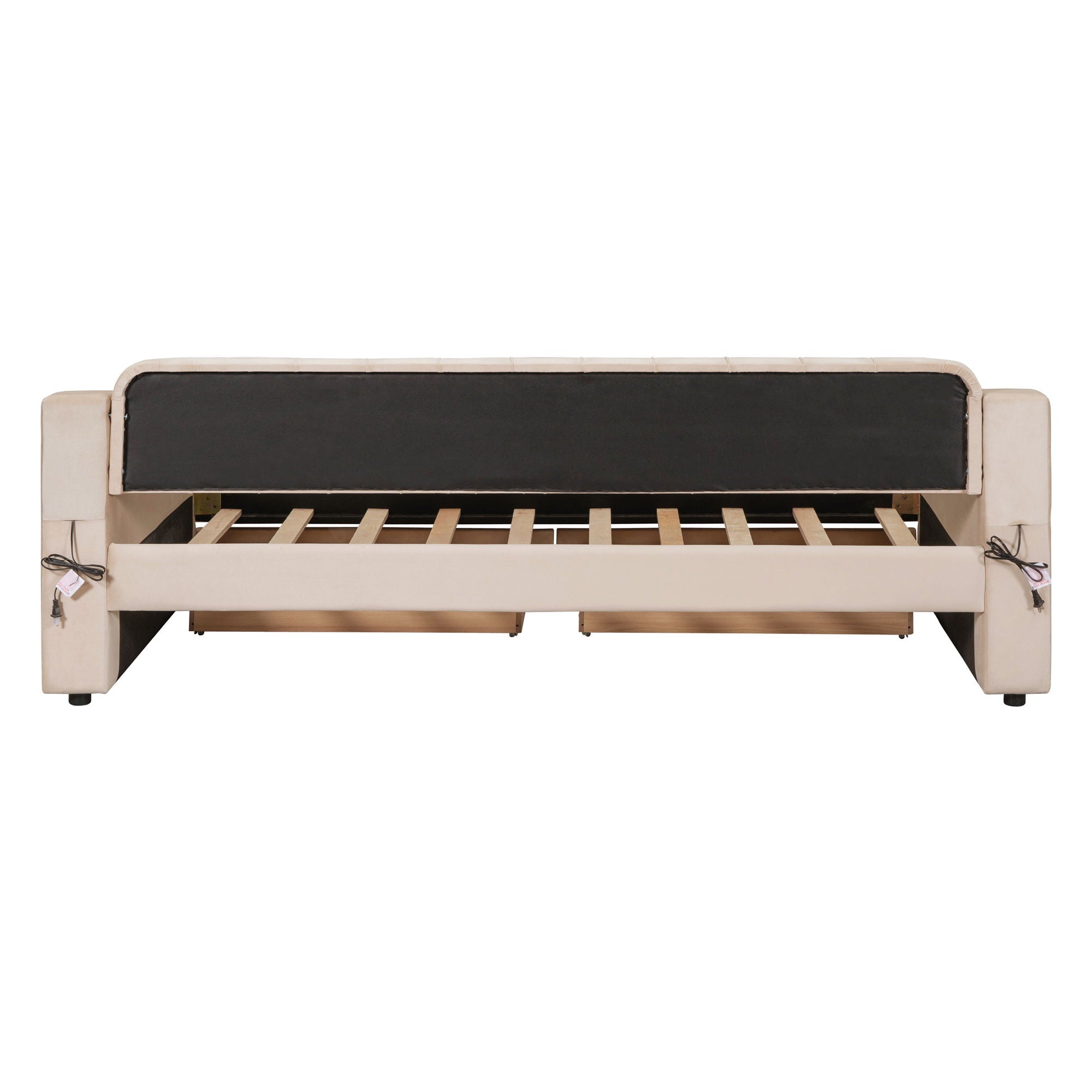 Upholstered Daybed With Storage Armrests And USB Port