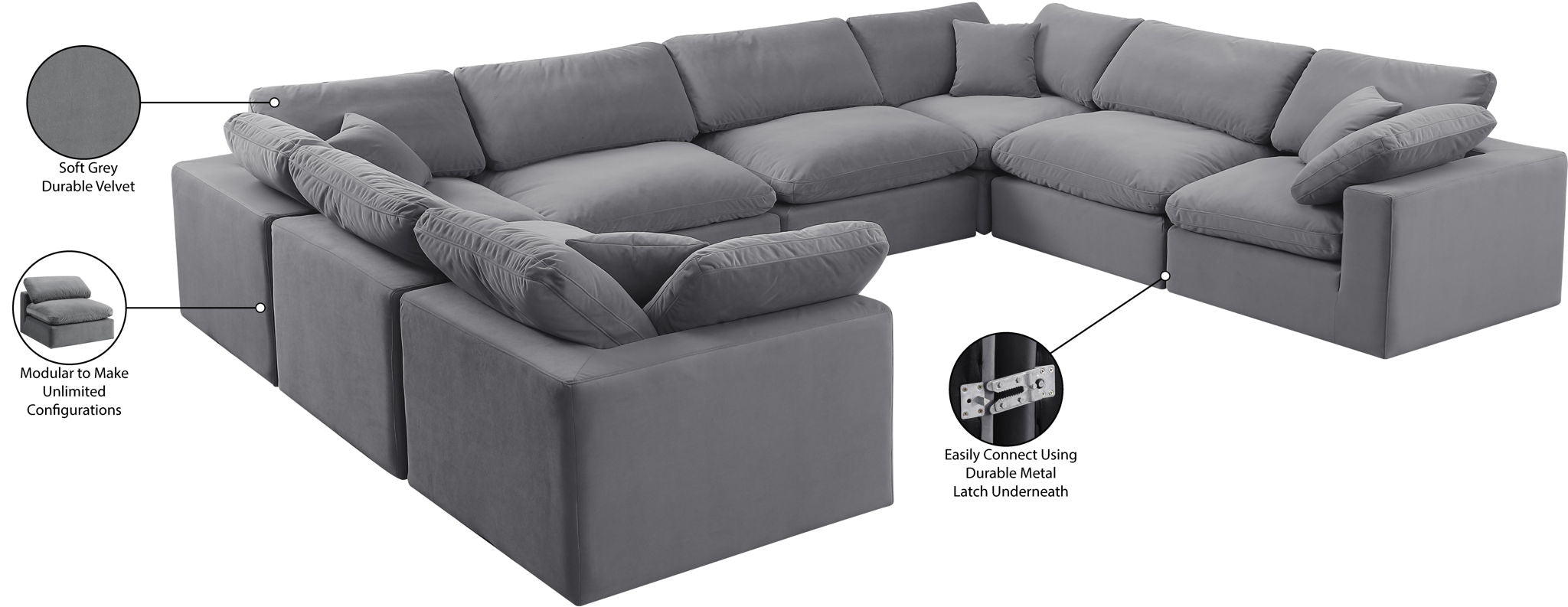 Comfy - 8 Piece Velvet Modular Sectional