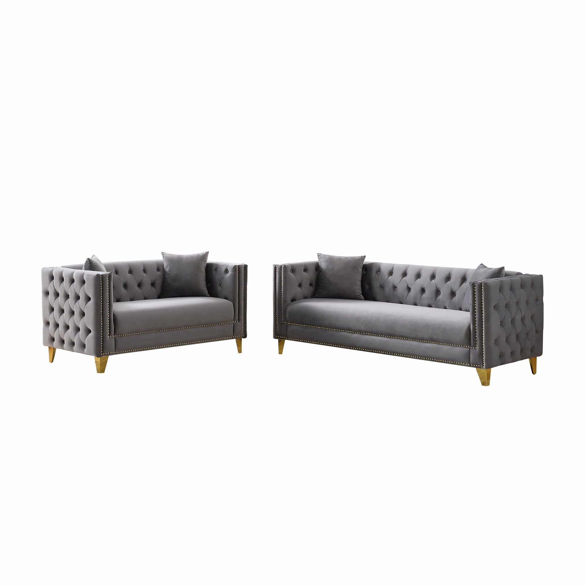 Deep Seat Sofa With Button Nailhead, Square Arm Couches