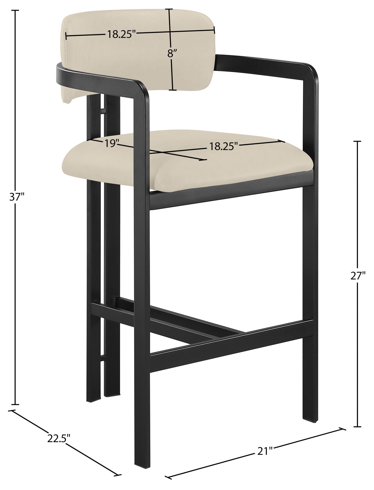 Aurum - Vegan Leather Upholstered Counter Stool With Graphite Black Base