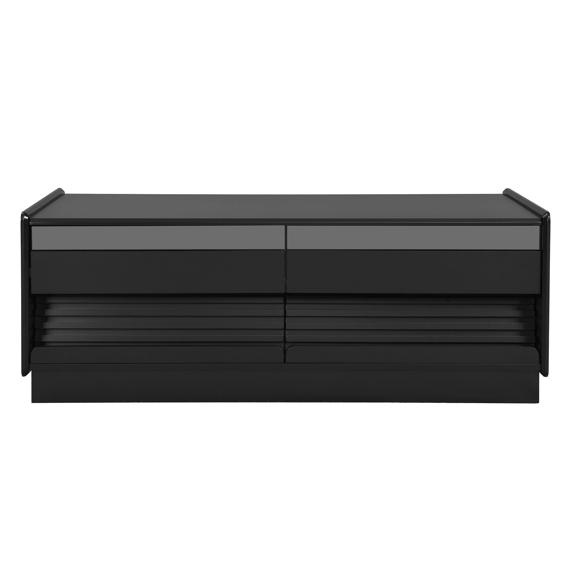 Modern Rectangle Coffee Table With 4 Drawers And 2 Display Shelves