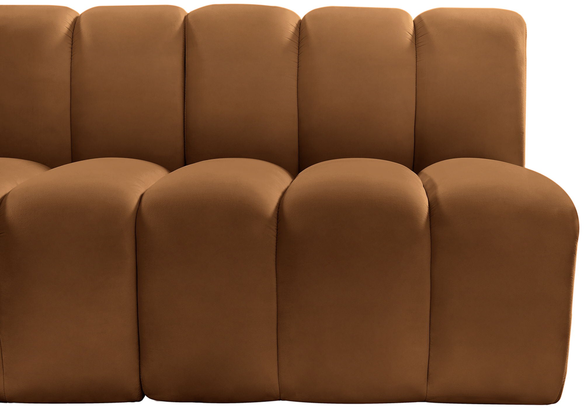 Arc - Velvet 7 Piece U-Shaped Modular Sofa - Saddle