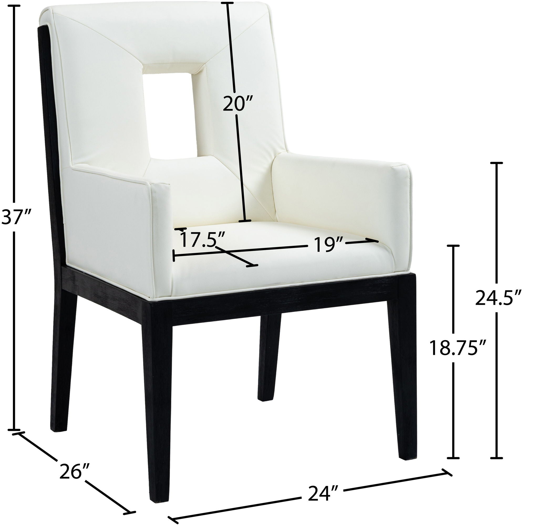 Gwendolyn - Faux Leather Dining Arm Chair With Black Frame