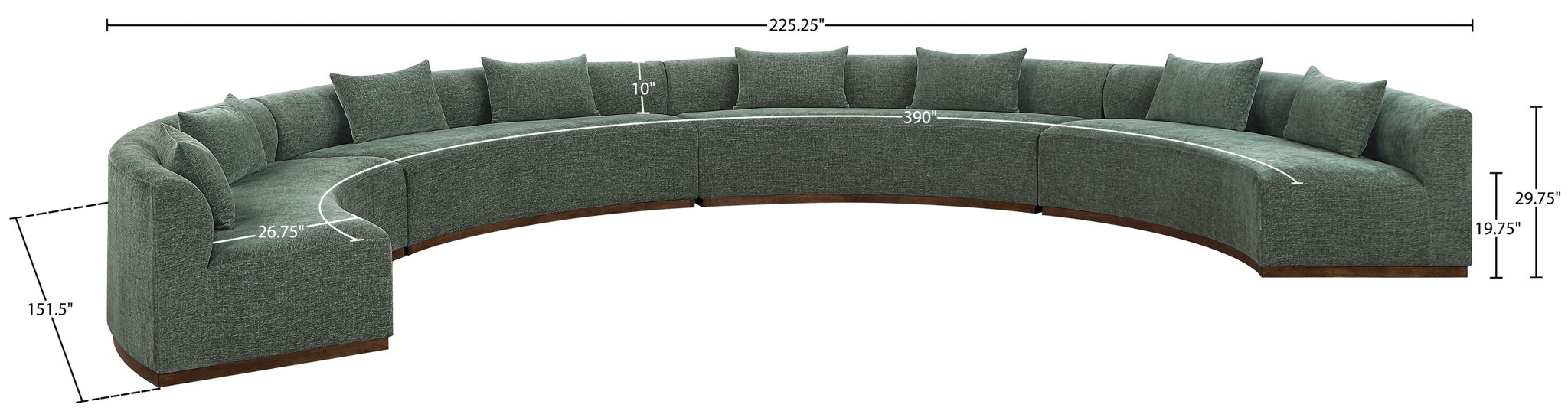 Avanti - Chenille Fabric Upholstered 4 Piece Modular Sectional