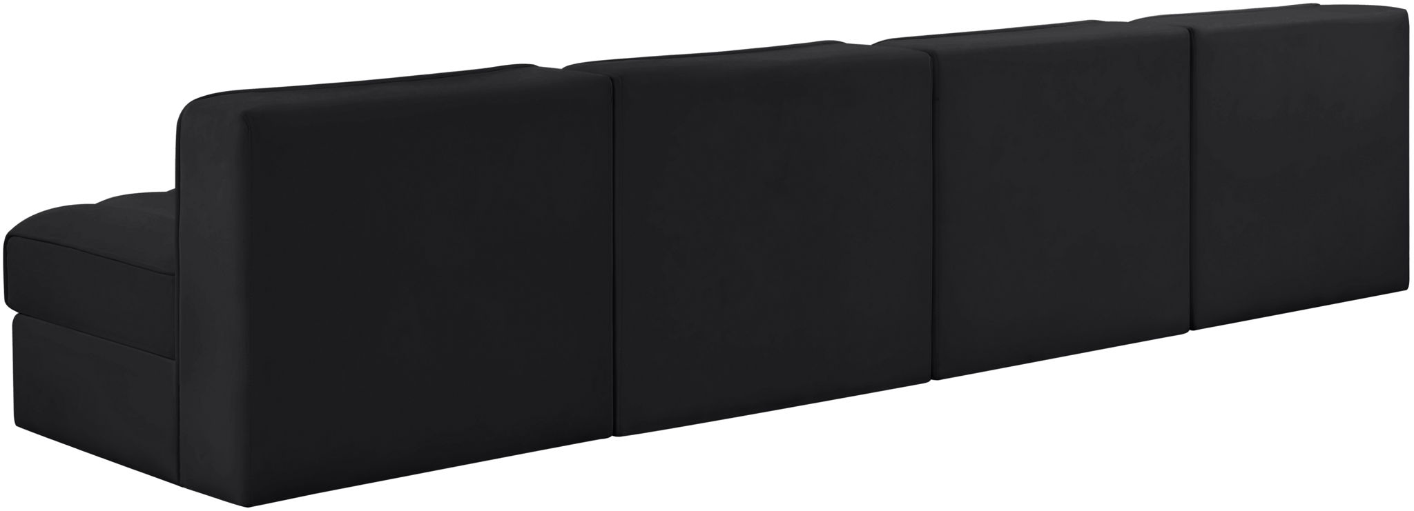 Rummi - Armless Velvet Performance Fabric Upholstered 4 Piece Modular Sofa