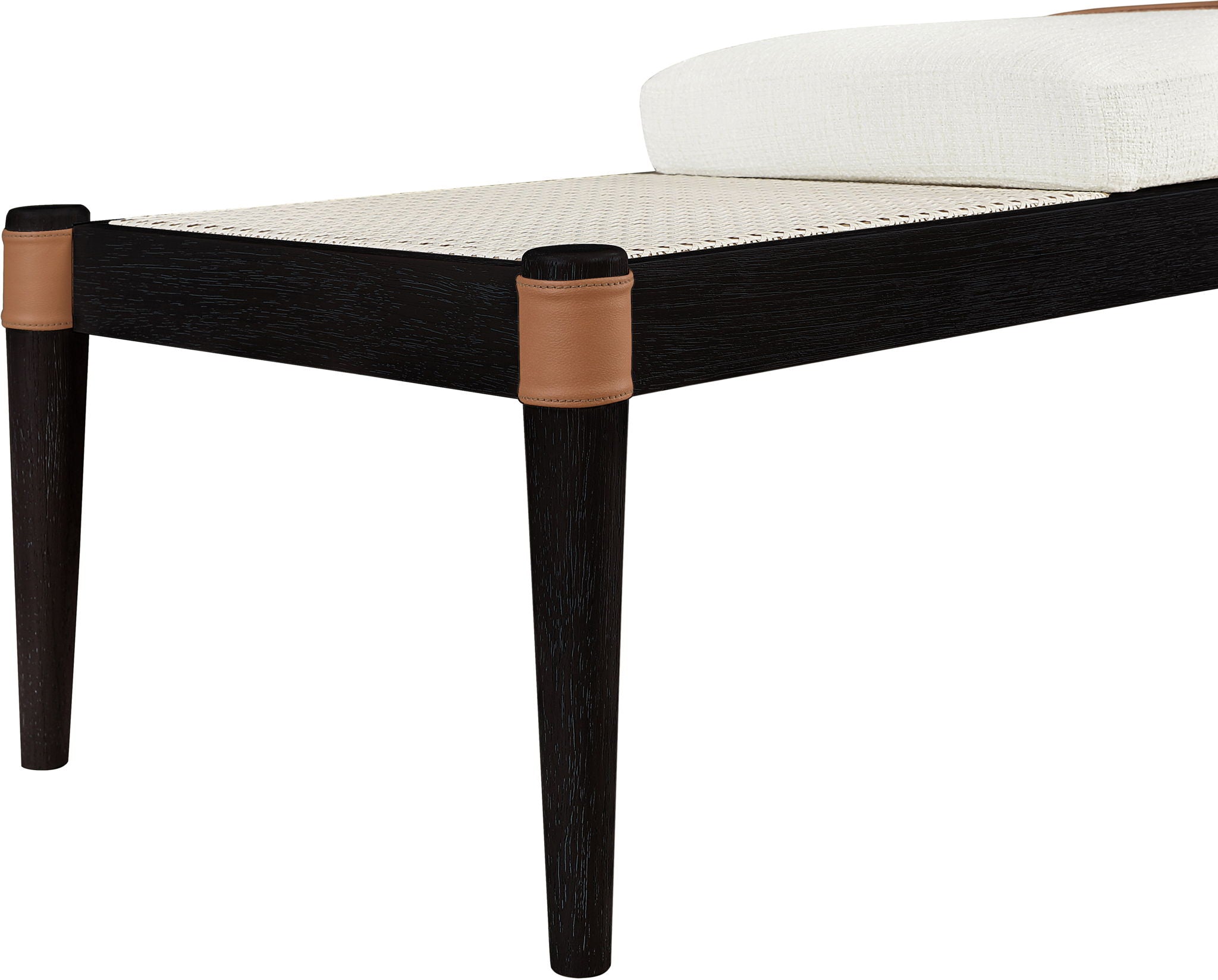 Nara - Linen Textured Fabric Upholstered Bench - Painted Black