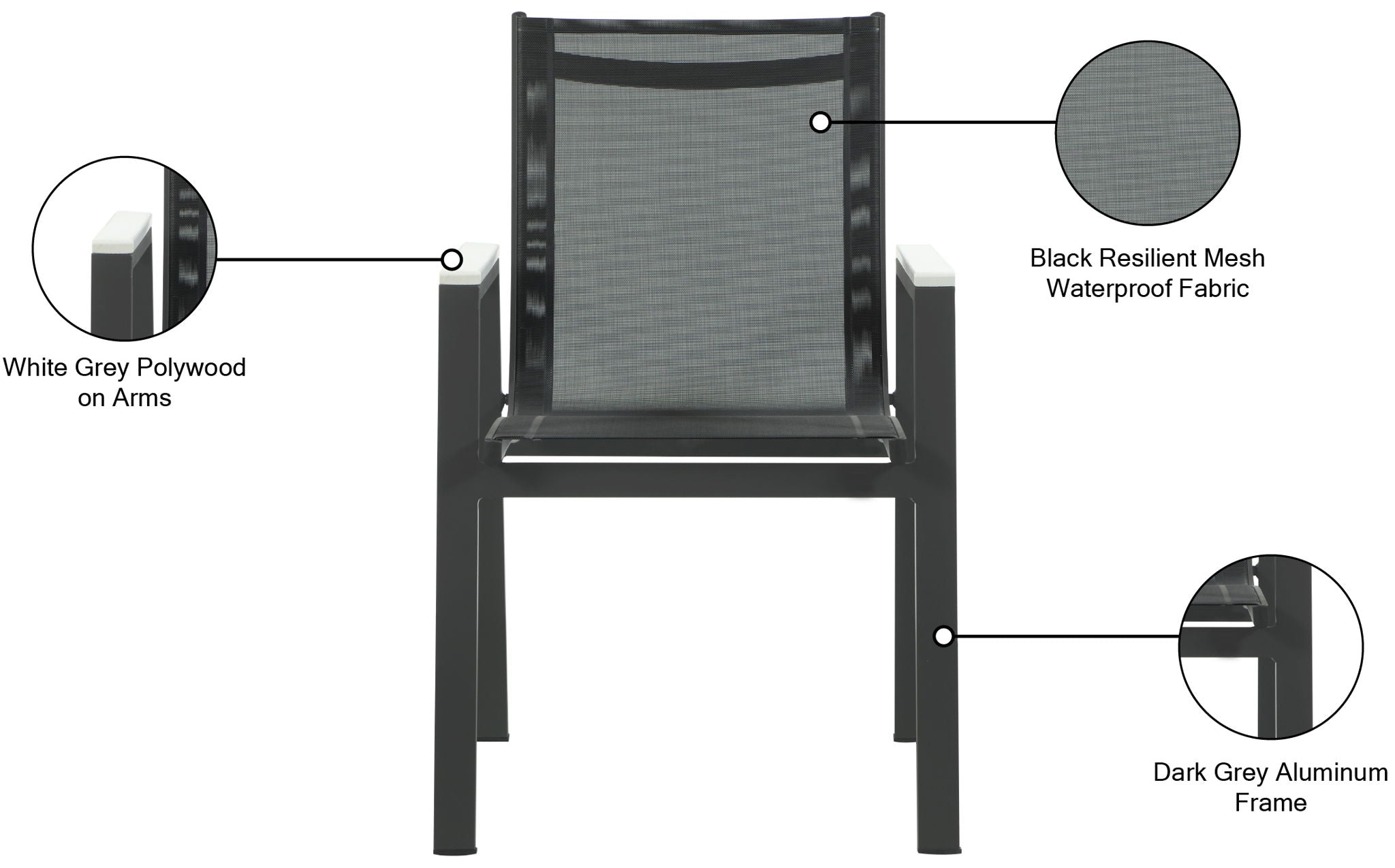Nizuc - Outdoor Patio Dining Arm Chair With Gray Frame (Set of 2)