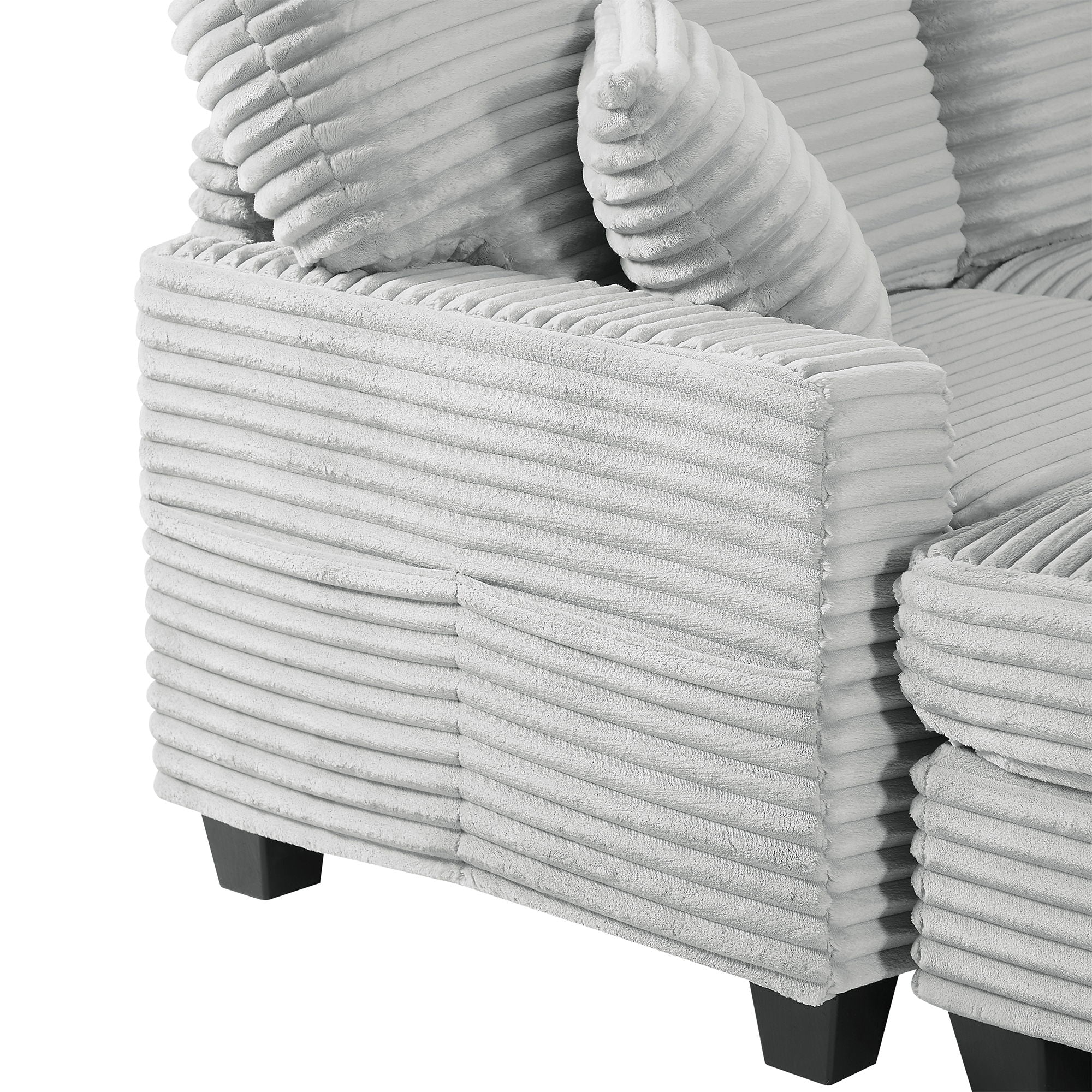 Upholstered U-Shaped Sectional Sofa With Movable Ottoman And Side Storage Pockets