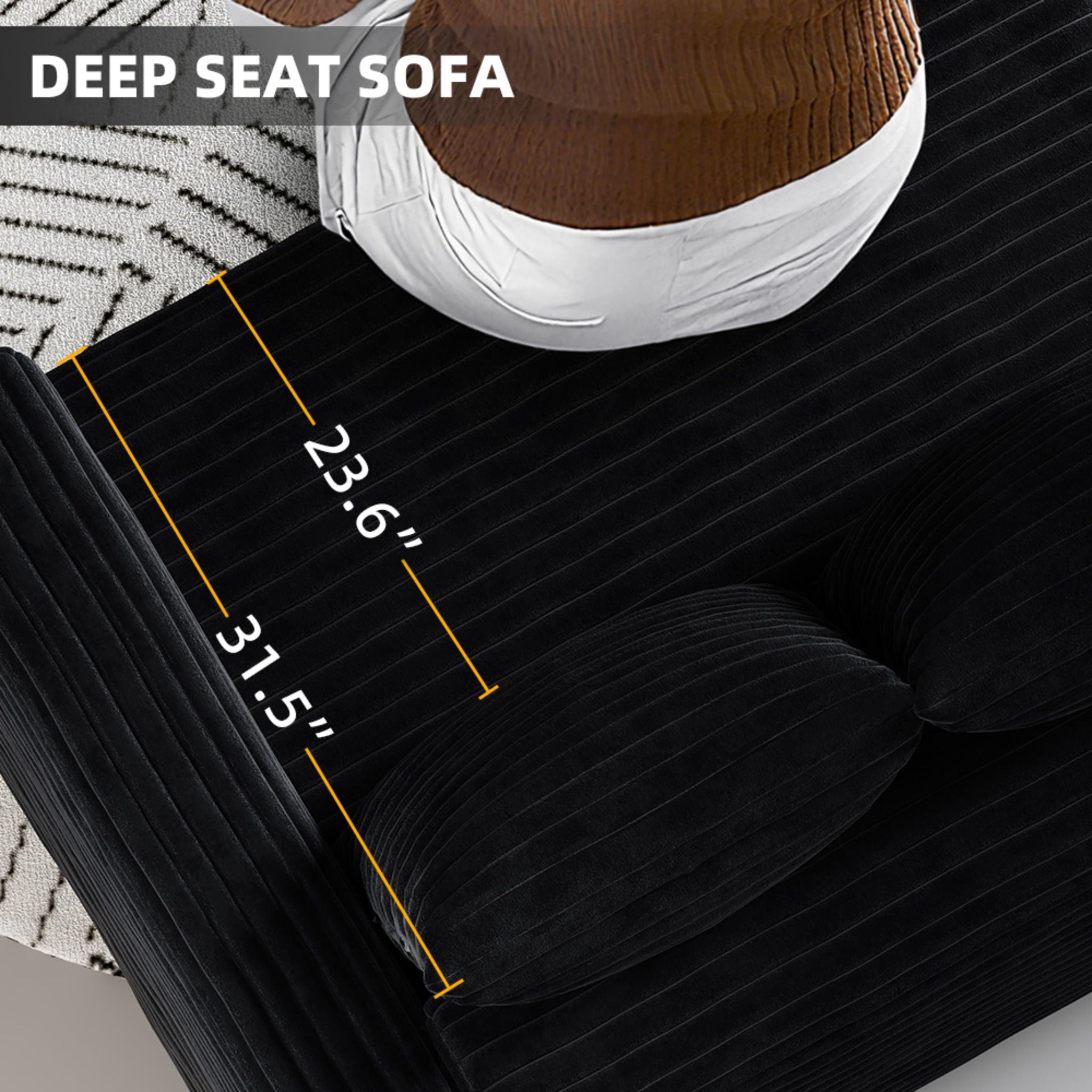 Convertible Deep Seat Sofa With Soft Pillows And Ottomans