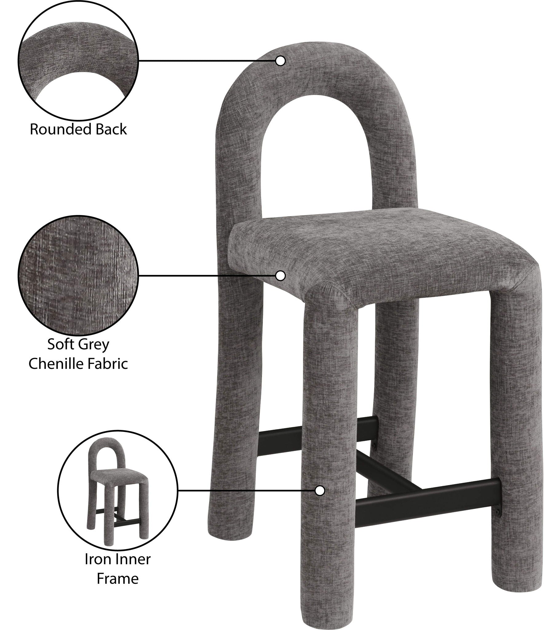 Amari - Chenille Fabric Stool