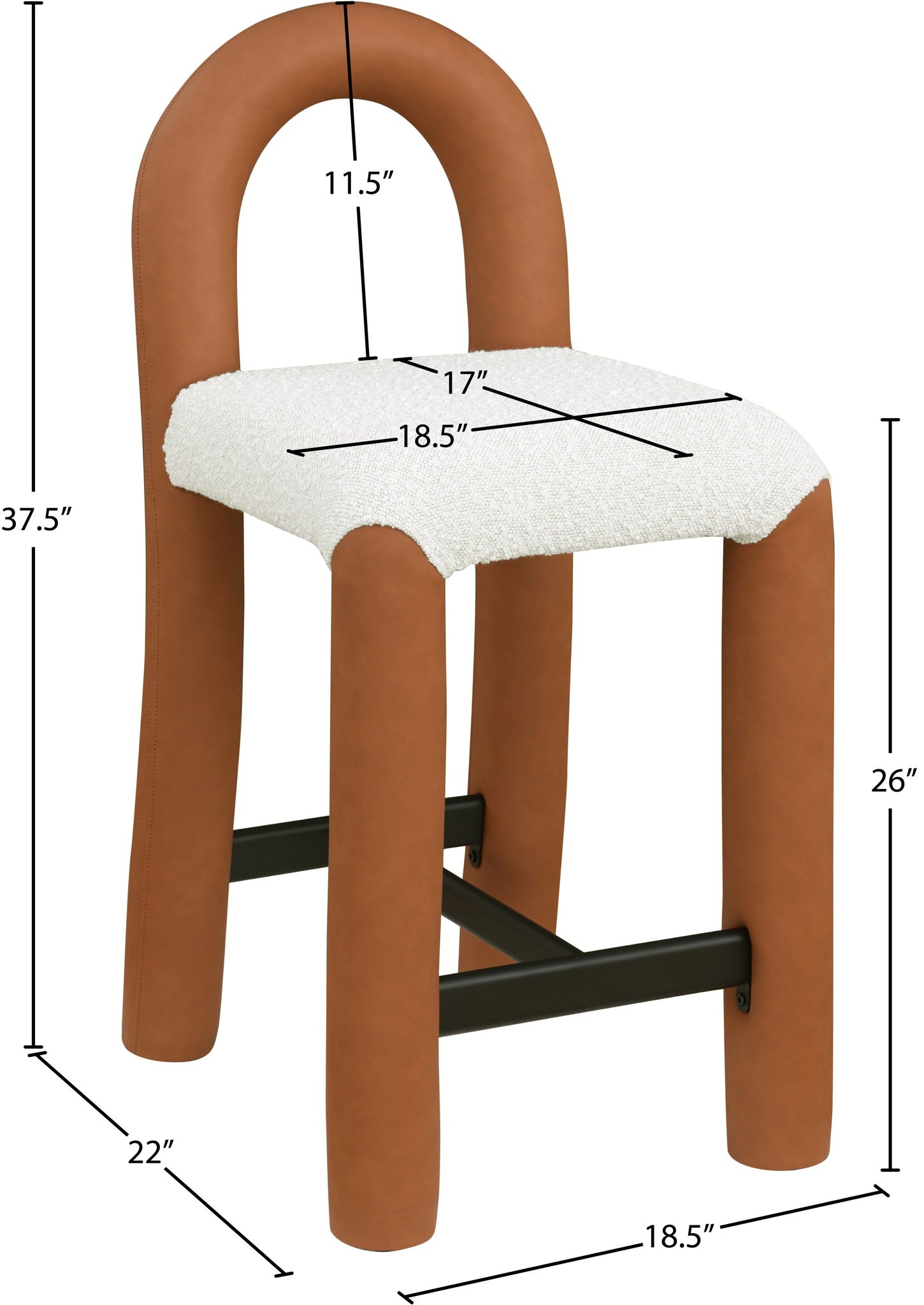 Amari - Vegan Leather and Boucle Fabric Stool