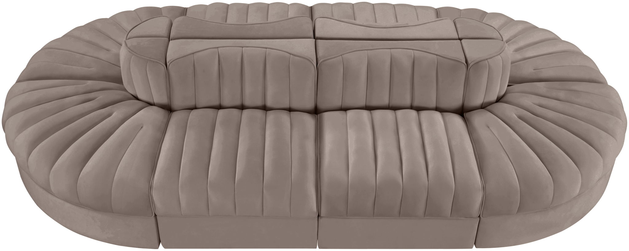 Rummi - Oval Velvet Performance Fabric Upholstered 8 Piece Modular Sectional