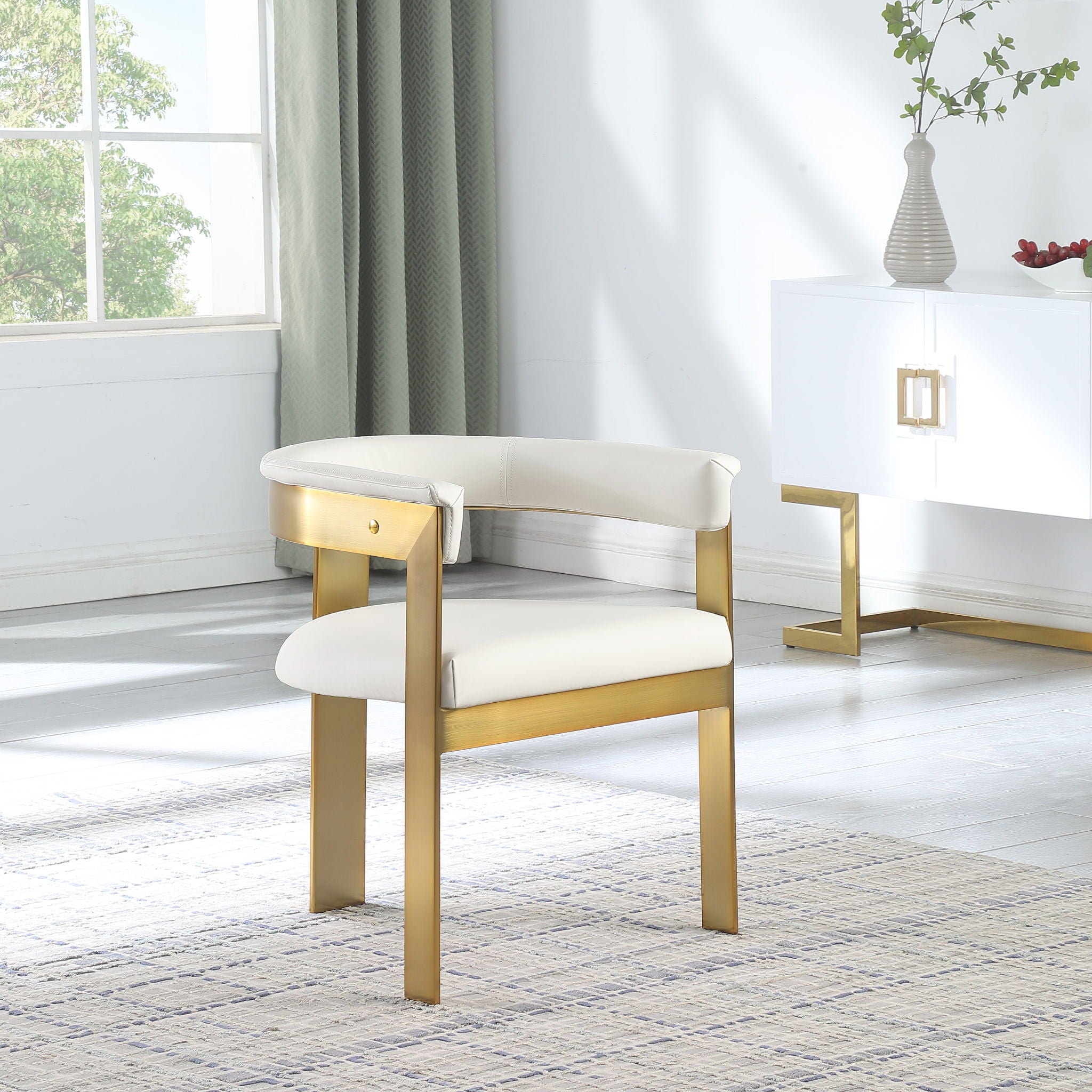 Romeo - Faux Leather Dining Chair With Gold Base (Set of 2)
