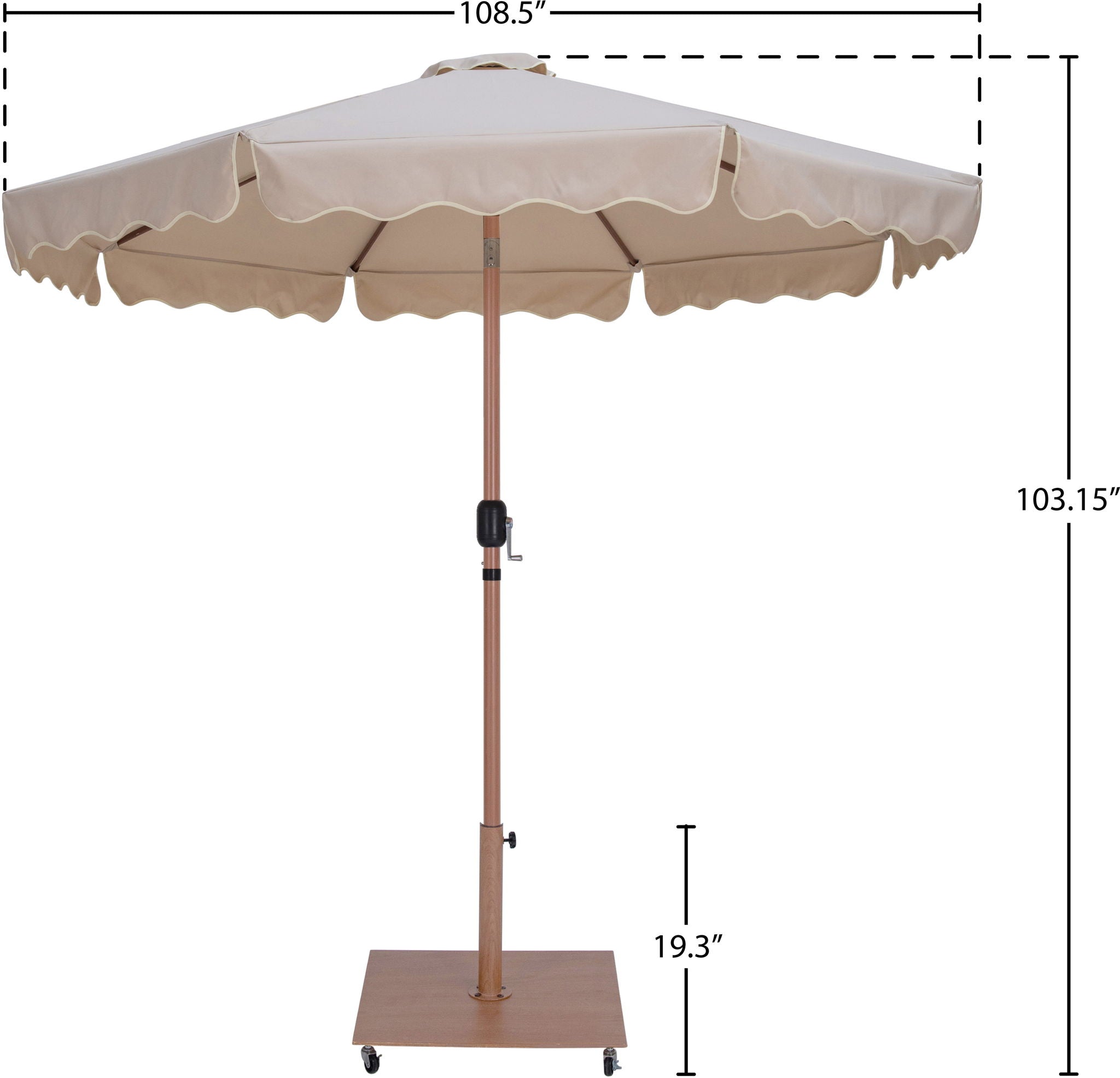 Amalfi - Aluminum Patio Umbrella - Light Brown Base / Light Brown Pole