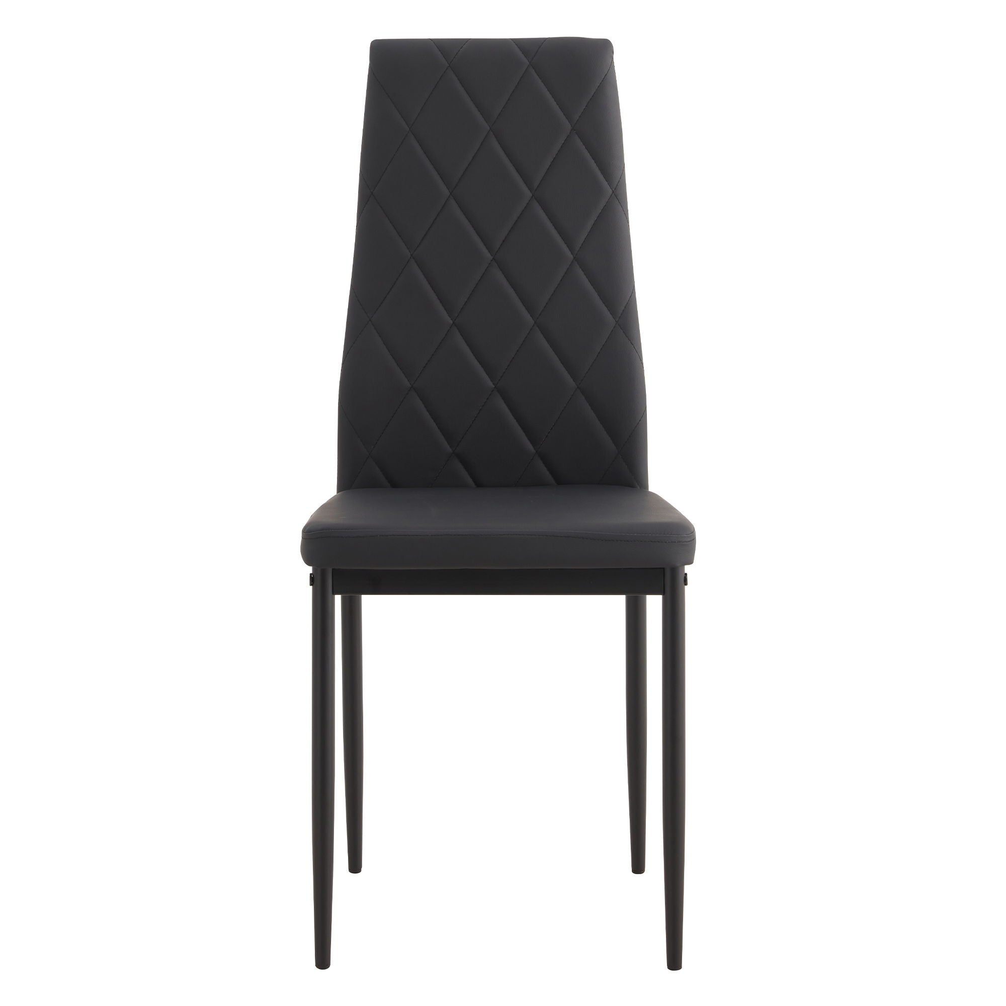 Modern 5 Piece Dining Table Set With Glass Top And Chairs - Black