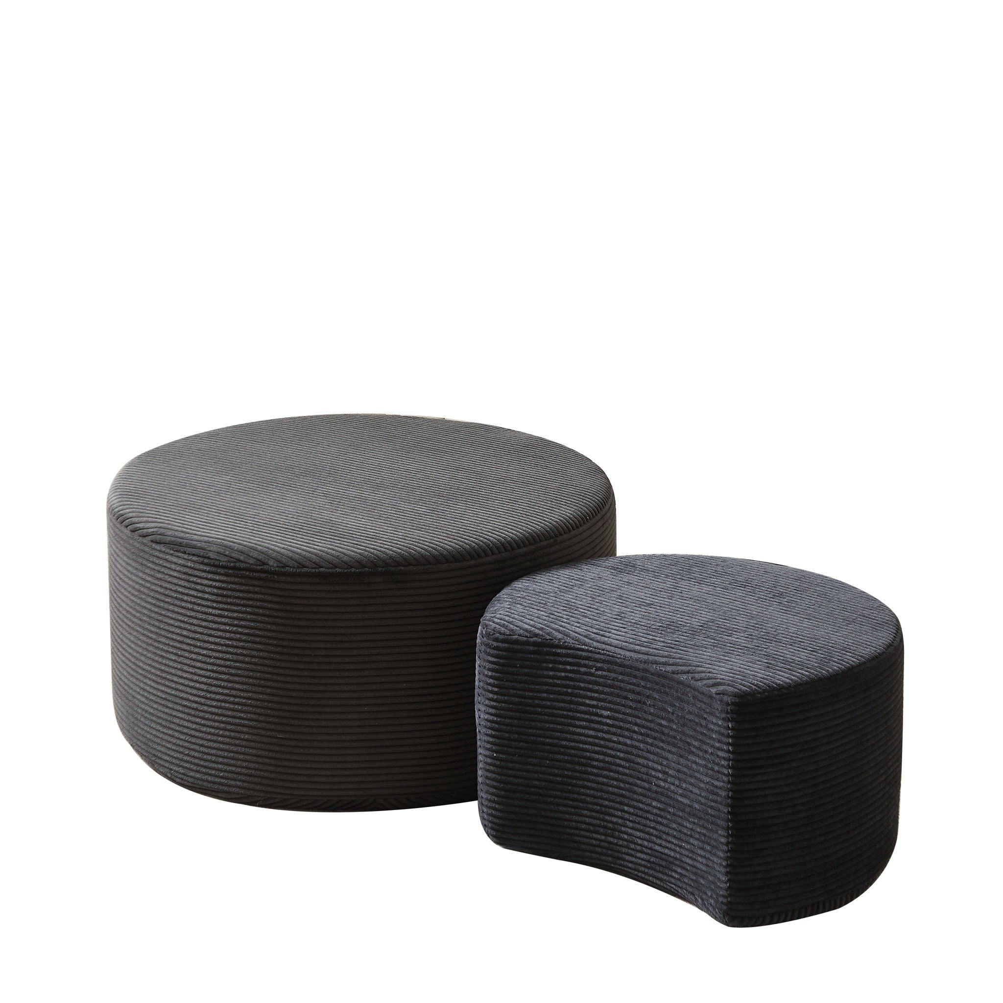 Modern Upholstered Round Coffee Table For Living Room (Set of 2)