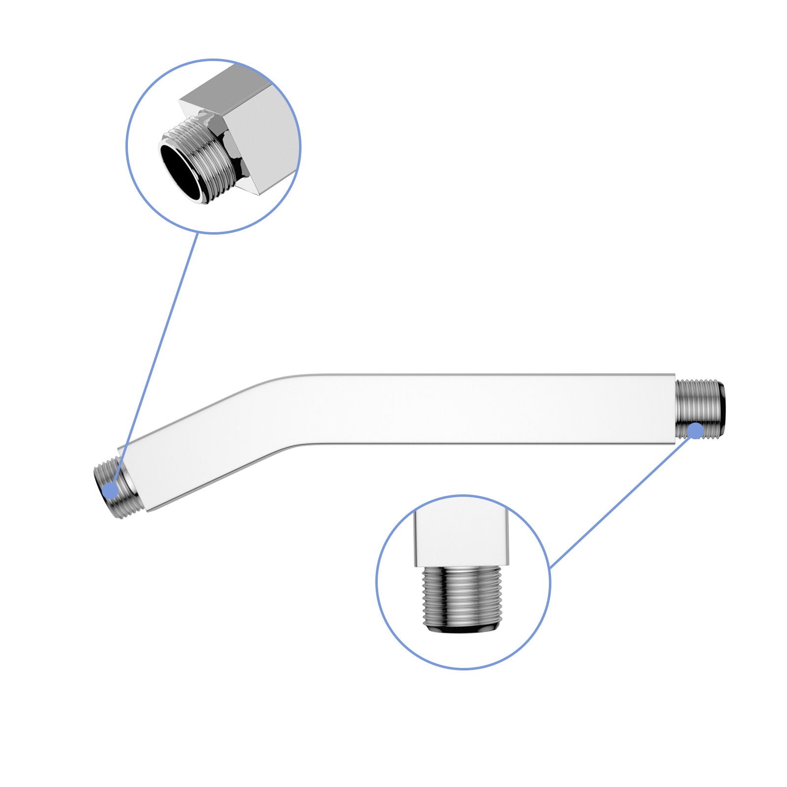Elegant 6" Shower Arm With Flange, Stainless Steel Construction For Rain Shower Heads