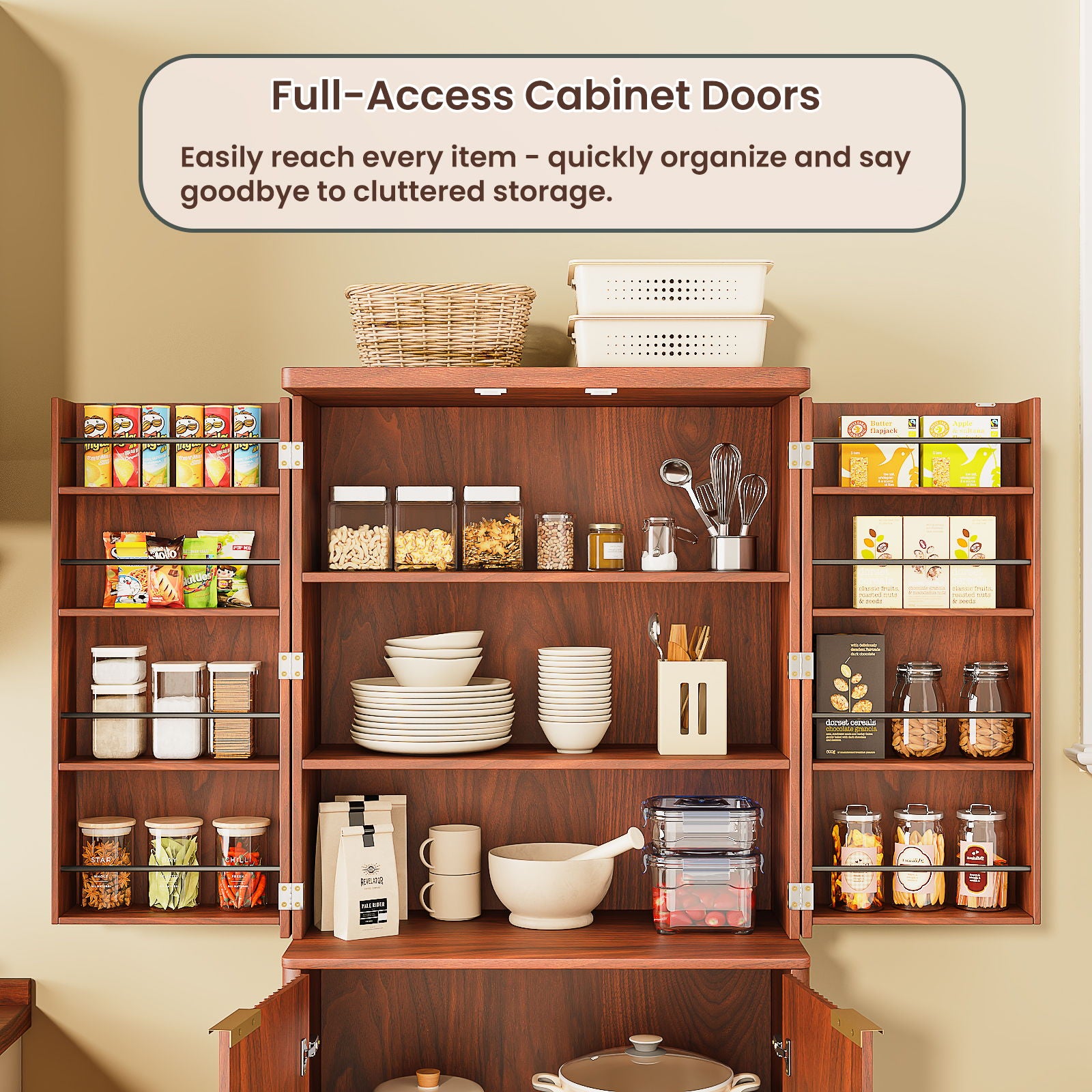 Kitchen Pantry Cabinet With 6 Doors