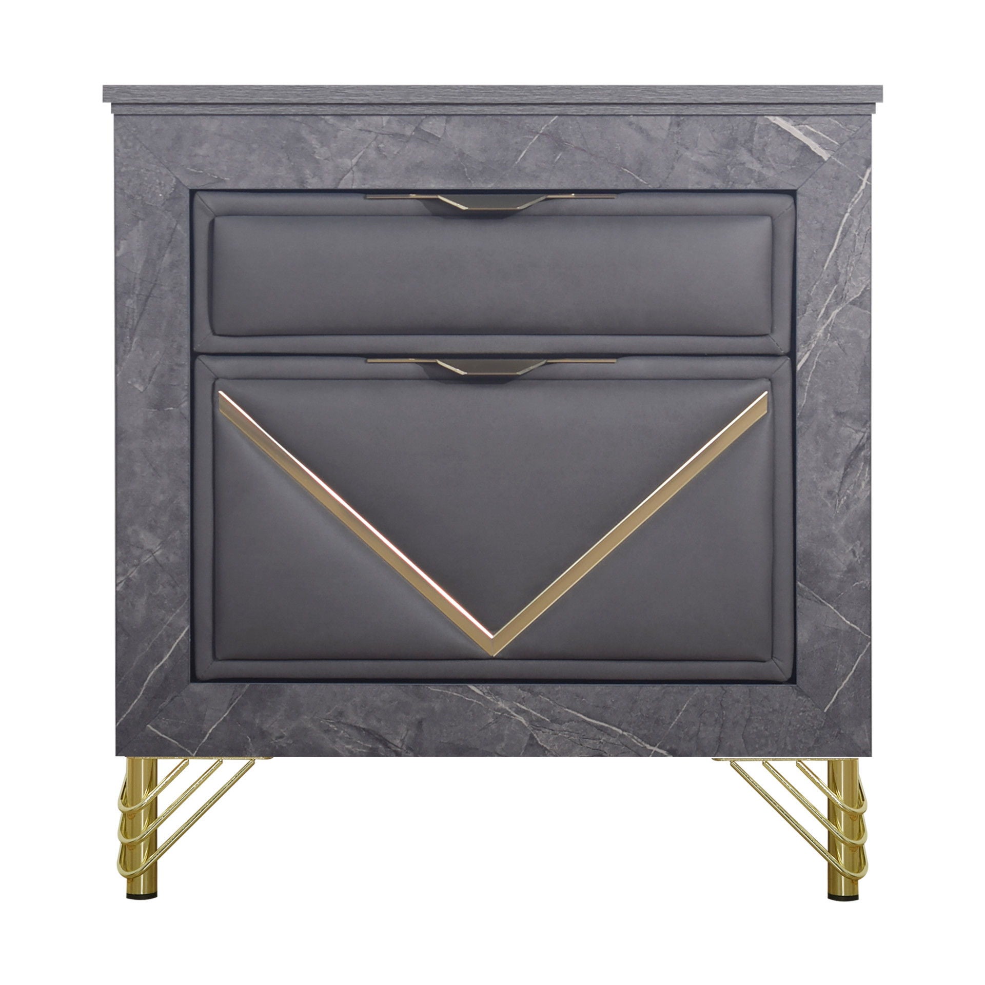 Symmetry - 2 Drawer Nightstand - Charcoal