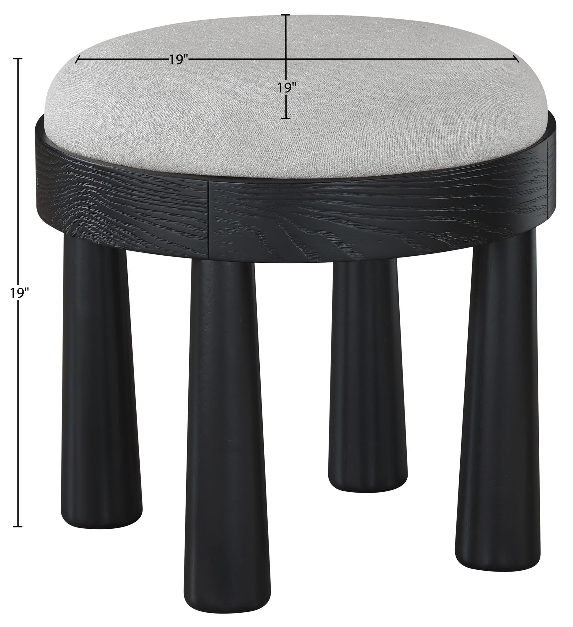 Larea - Linen Textured Fabric Ottoman - Black Base