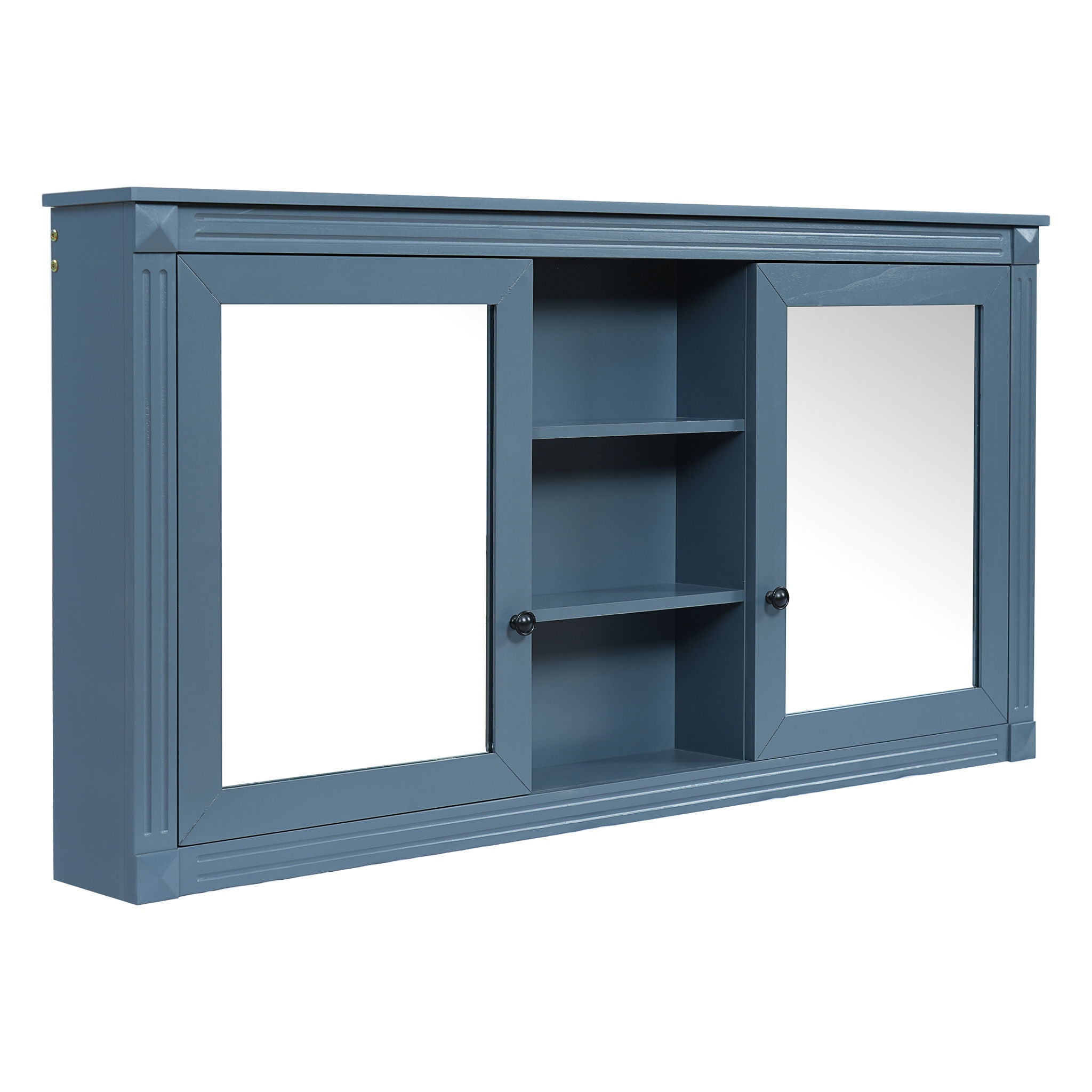 Modern Wall-Mount 2 In 1 Mirror Cabinet With Adjustable Shelves, Soft-Closing Hinges