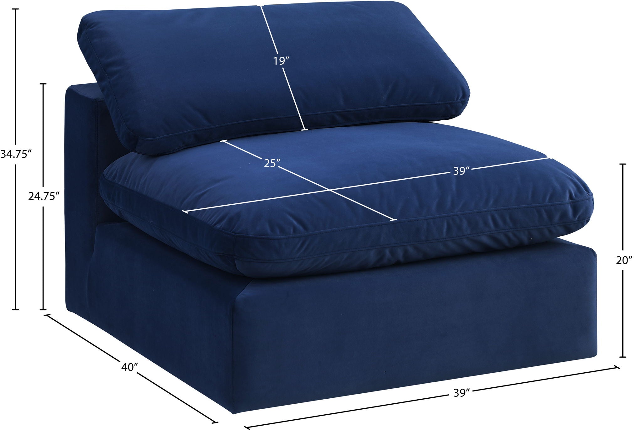 Comfy - Velvet Armless Chair