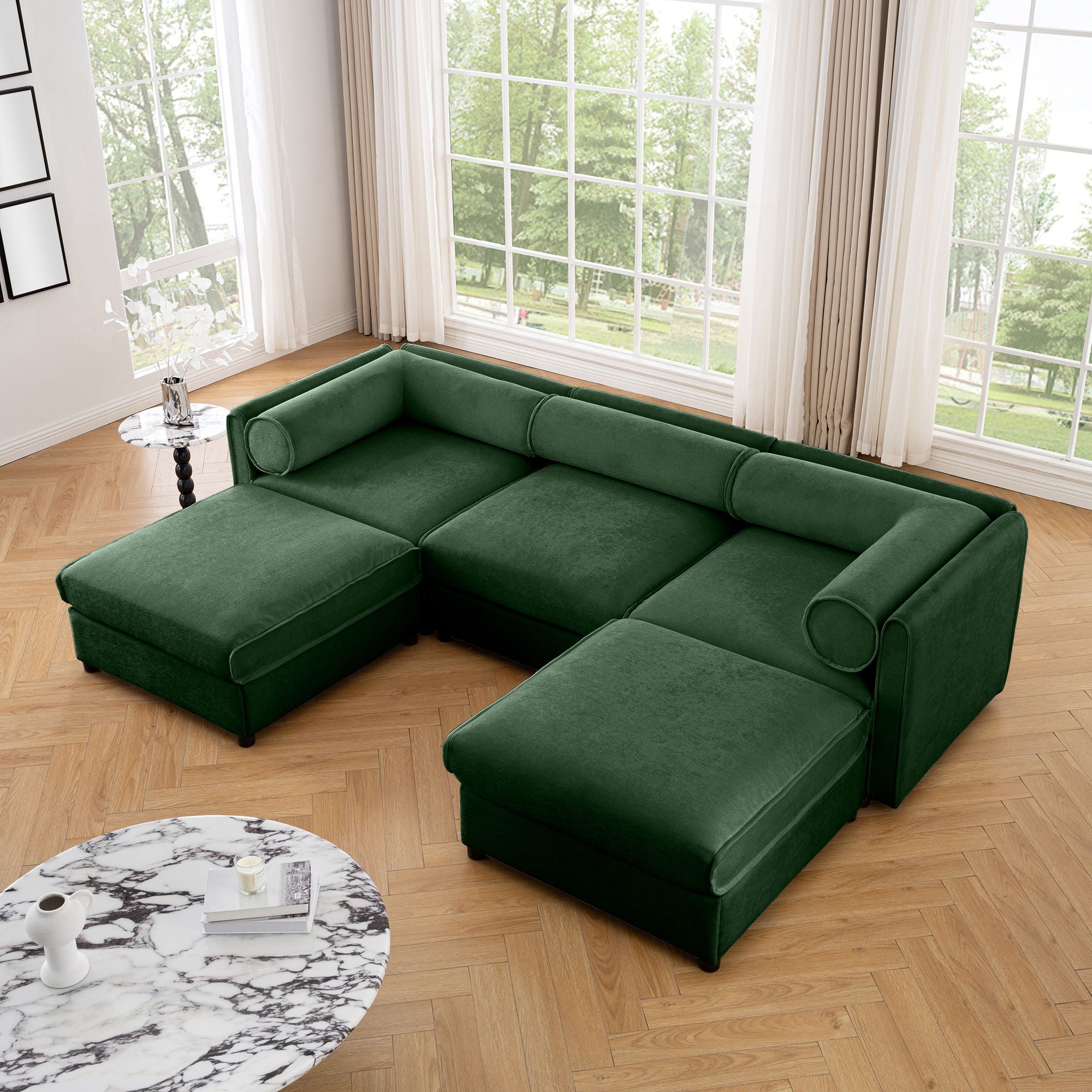 Contemporary Elegant Sofa With Storage And Ottoman