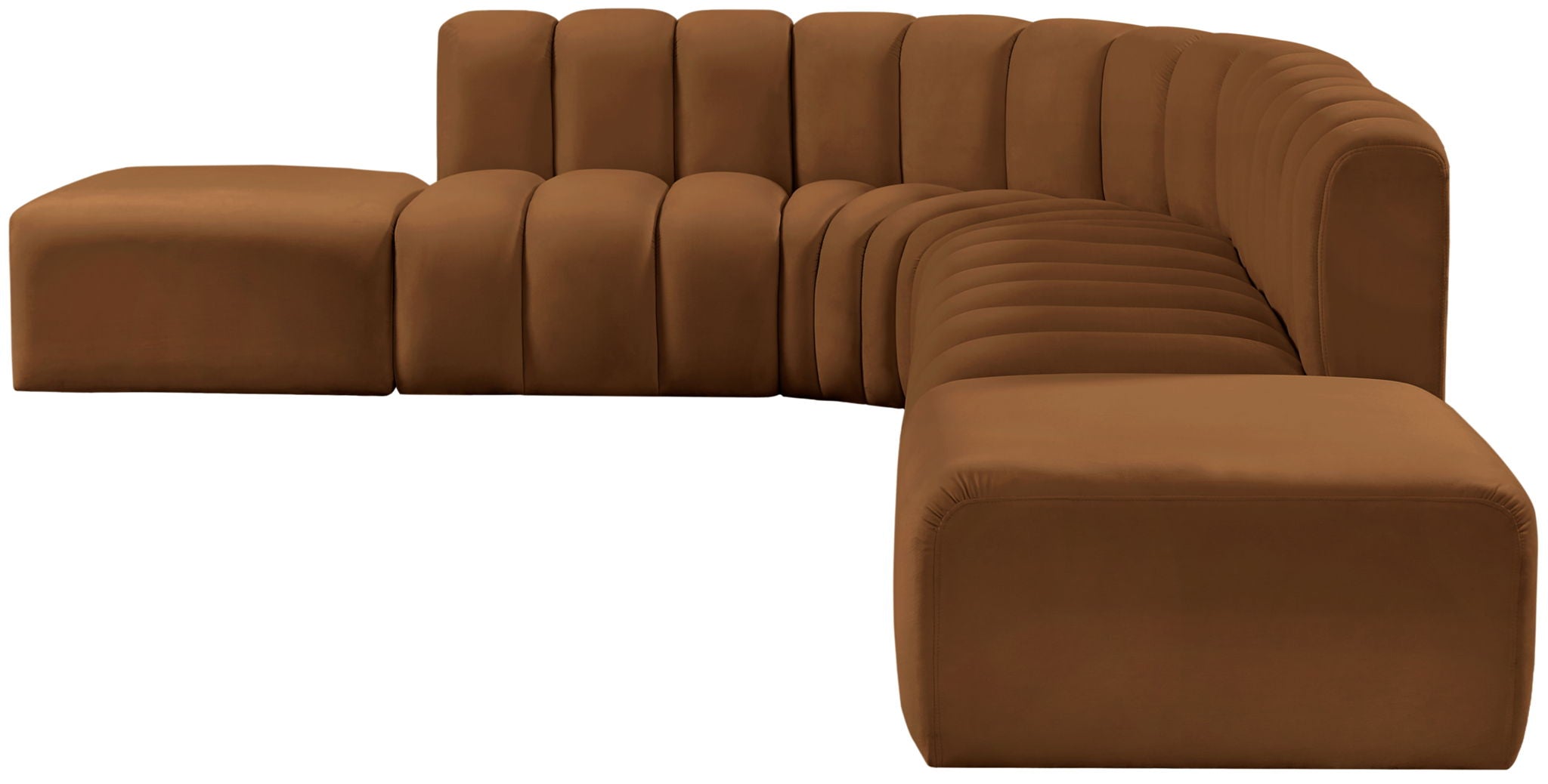 Arc - Velvet 7 Piece Corner Modular Sofa - Saddle