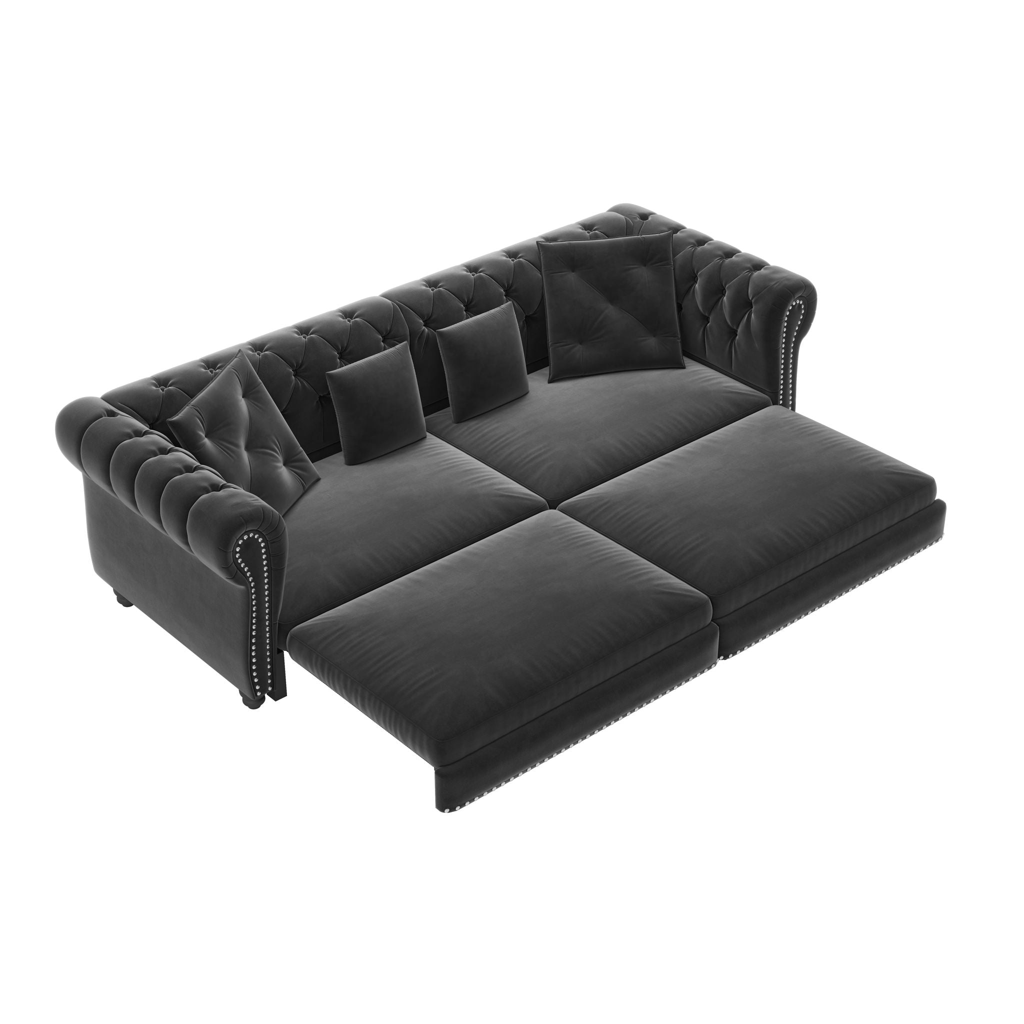 3 In 1 Convertible Sleeper Sofa Bed With Movable Ottoman