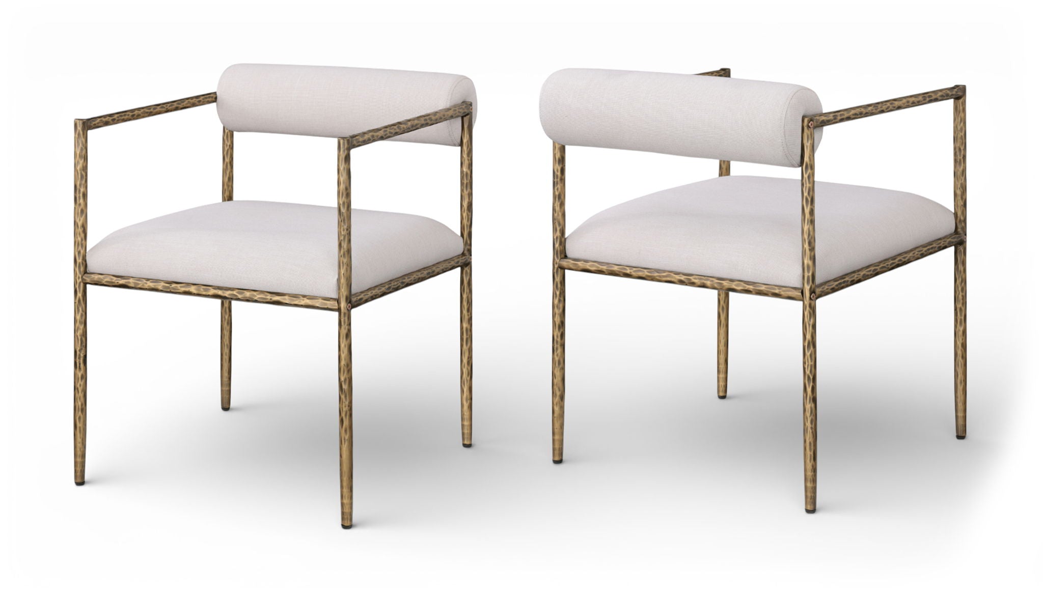 Axis - Linen Textured Beige Fabric Upholstered Dining Chair (Set of 2)