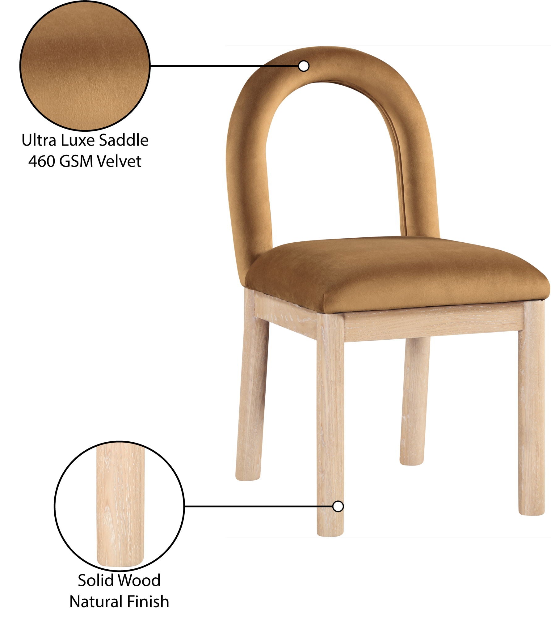 Conrad - Velvet Dining Chair With Natural Legs - Saddle