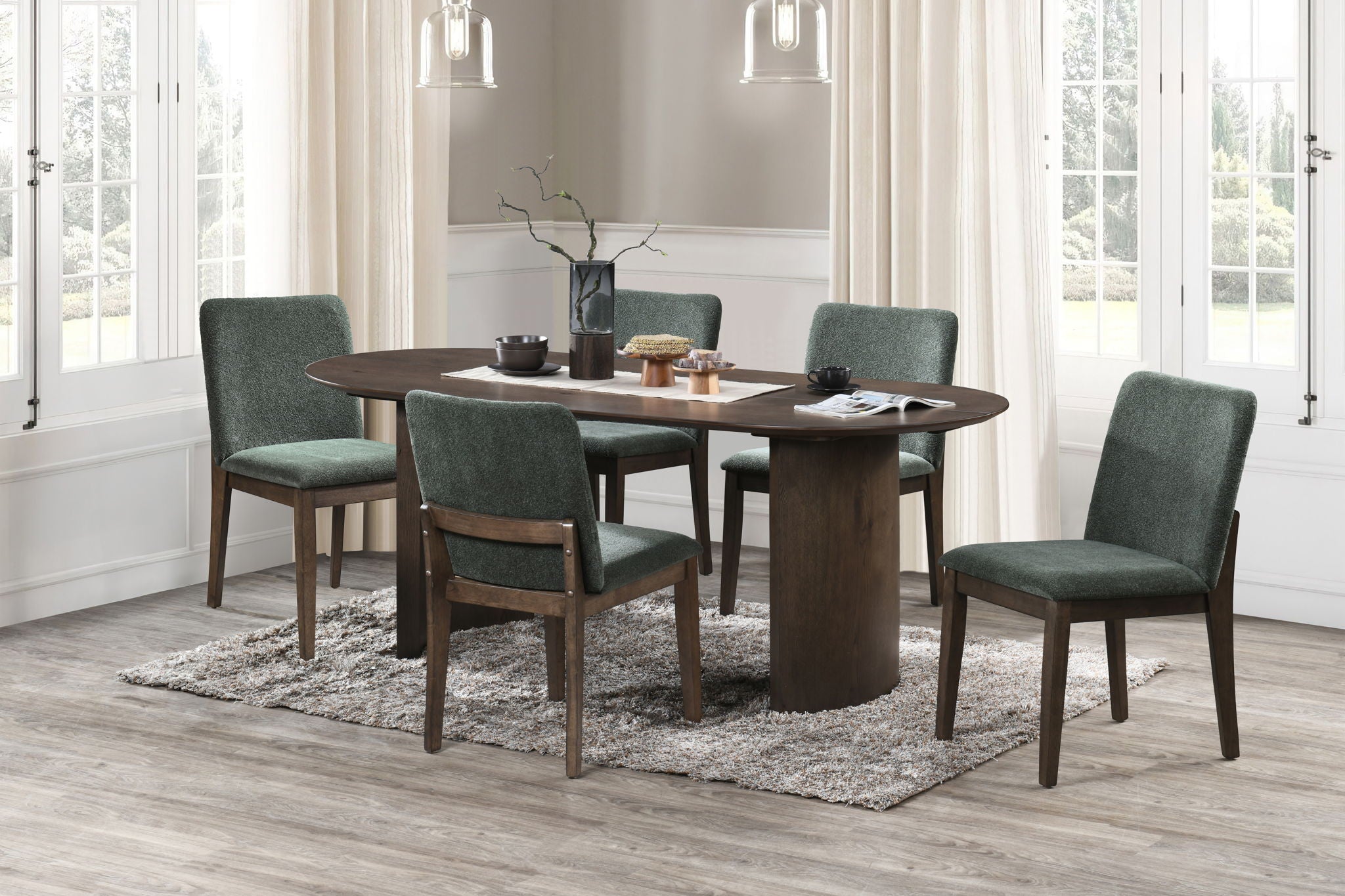 Kody - 79" Oval Fixed-Top Dining Table Set