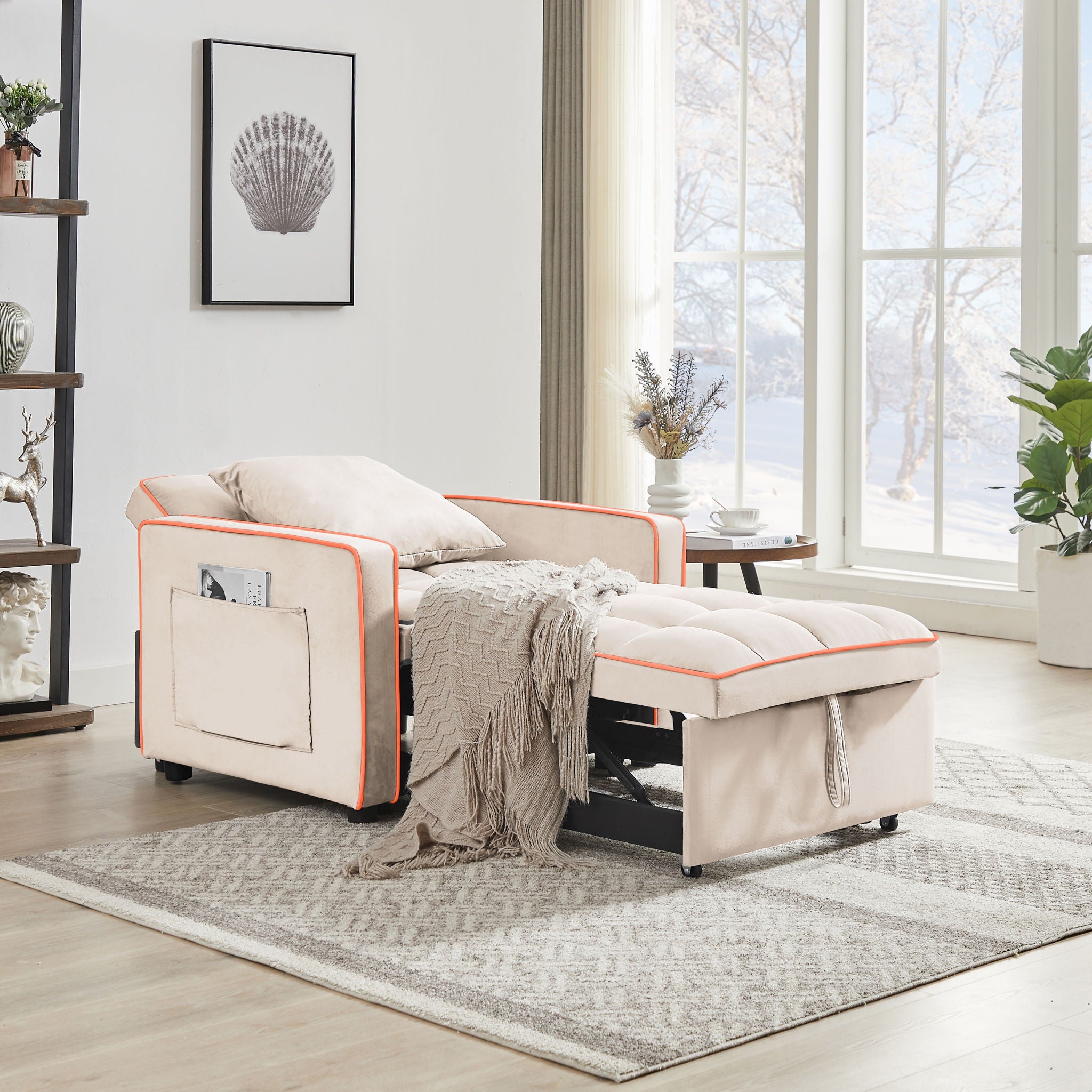 Modern 3 In 1 Sofa Bed Chair, Adjustable Recliner
