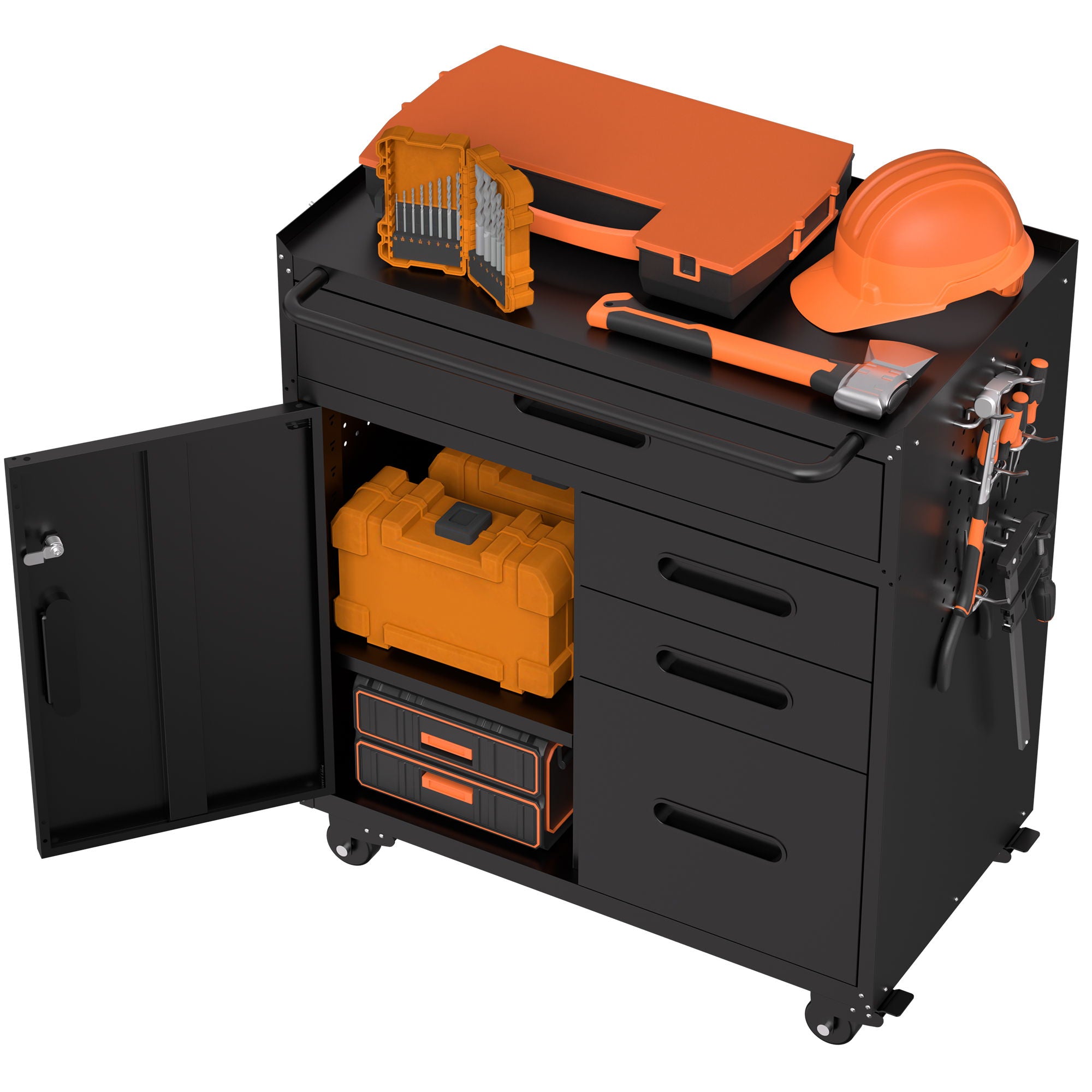 Rolling Tool Cabinet Heavy Duty Garage Storage With Lockable Doors