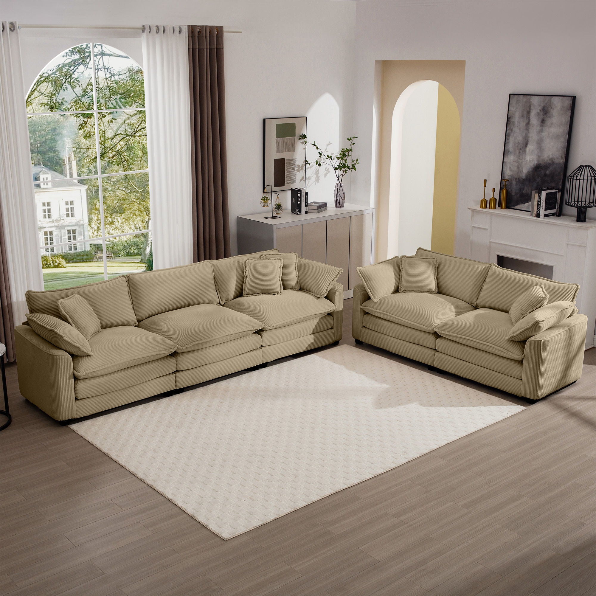 Elegant Oversized Sectional Sofa Set With Deep Seats And Flexible Layout