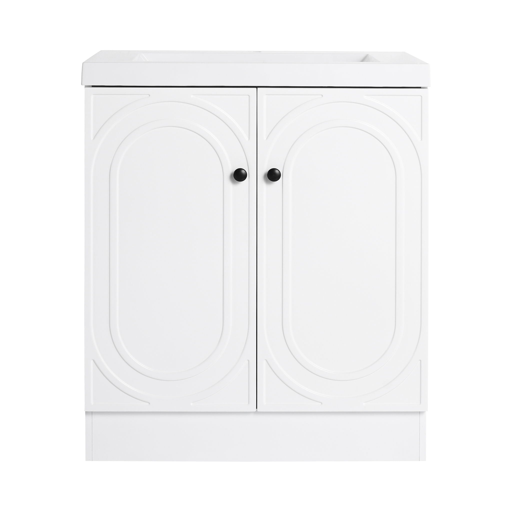Contemporary Freestanding Bathroom Vanity With Resin Sink & Soft-Close Cabinet Doors