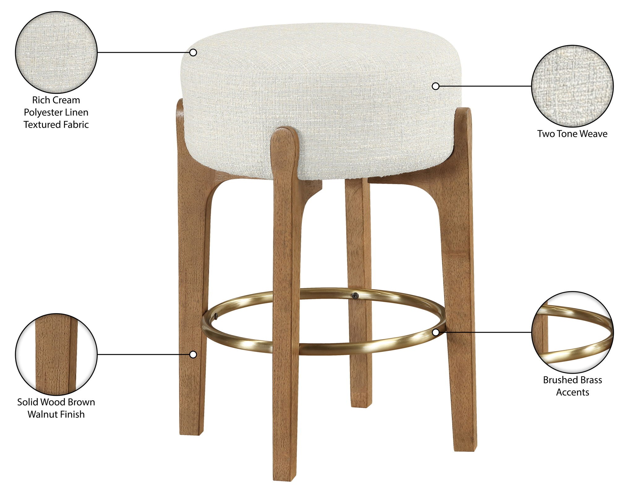 Torino - Backless Counter Stool With Brushed Brown Base (Set of 2)